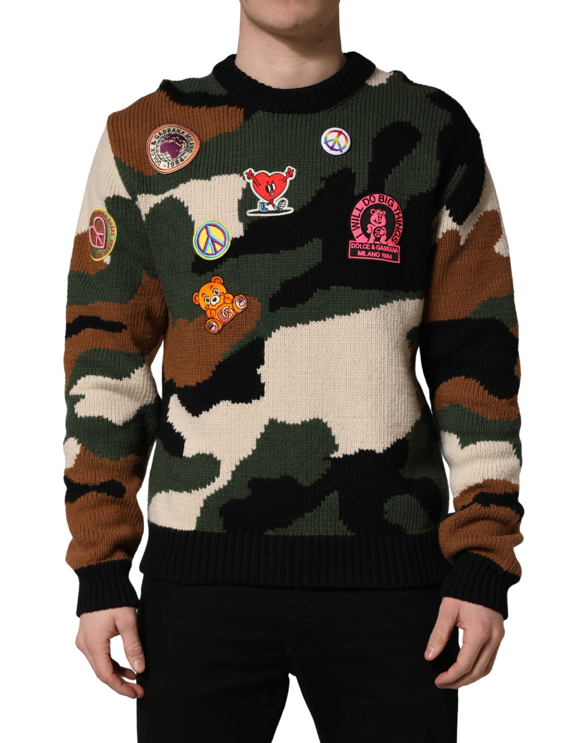 Dolce & Gabbana Multicolor Intarsia Knit Camouflage Pullover Sweater - Image 3
