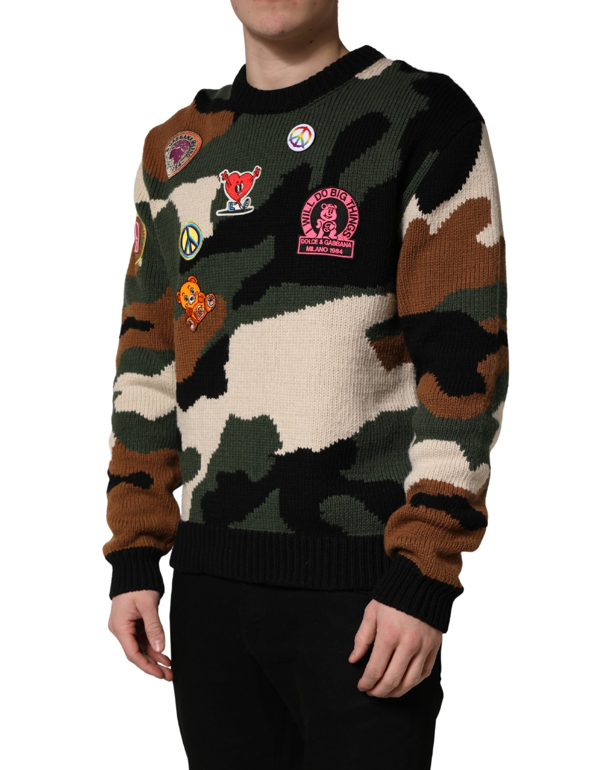 Dolce & Gabbana Multicolor Intarsia Knit Camouflage Pullover Sweater - Image 2