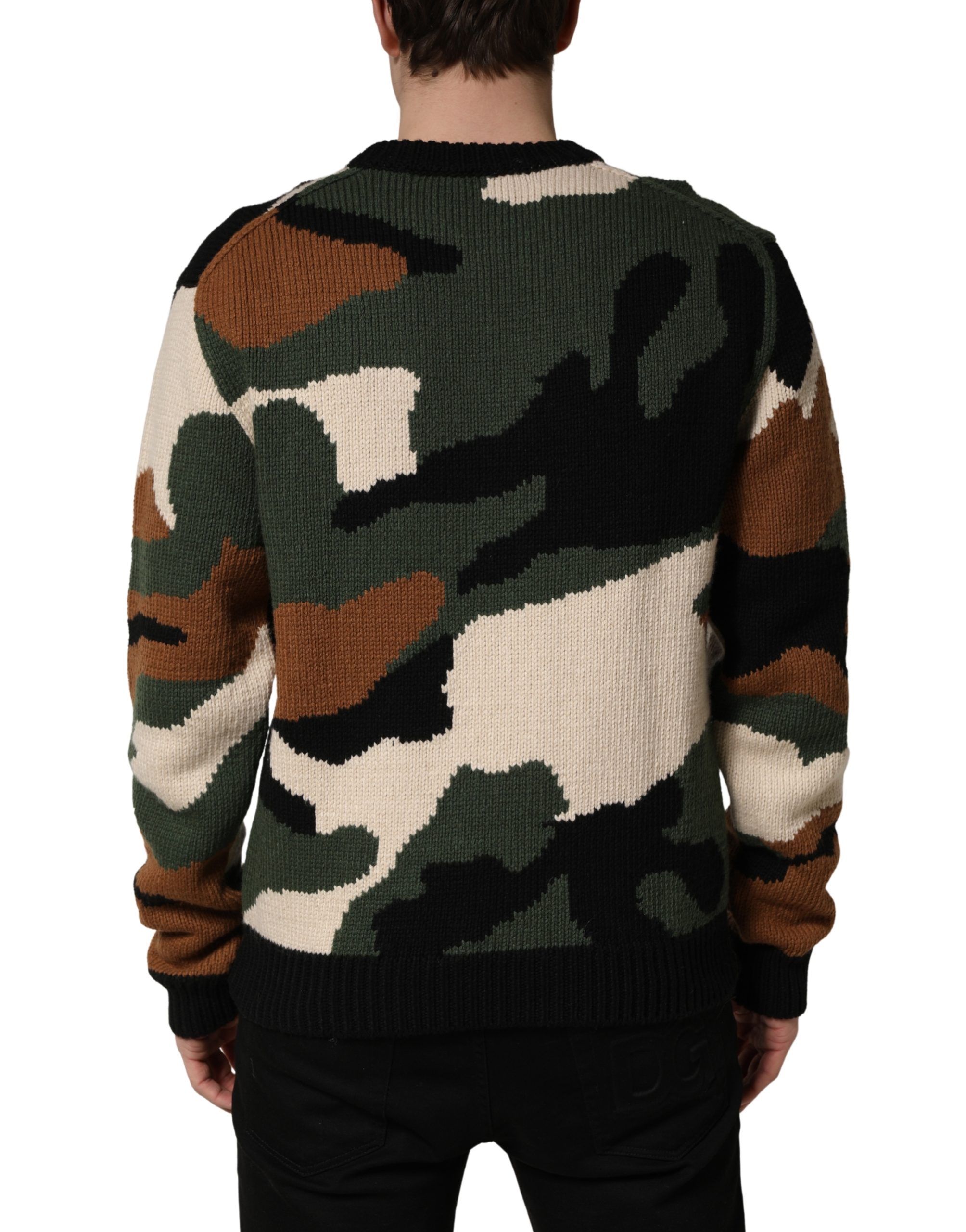 Dolce & Gabbana Multicolor Intarsia Knit Camouflage Pullover Sweater - Image 4