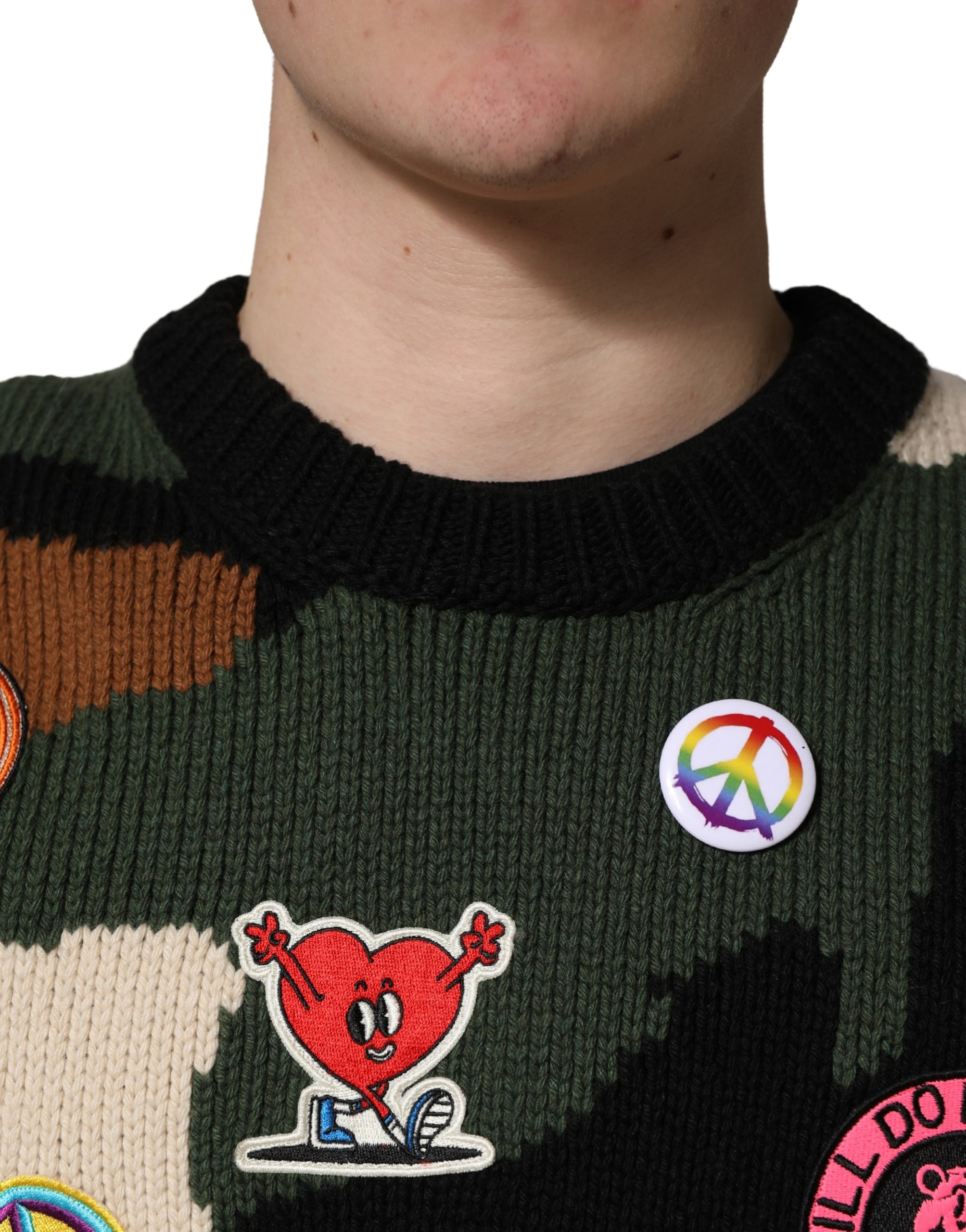 Dolce & Gabbana Multicolor Intarsia Knit Camouflage Pullover Sweater - Image 5