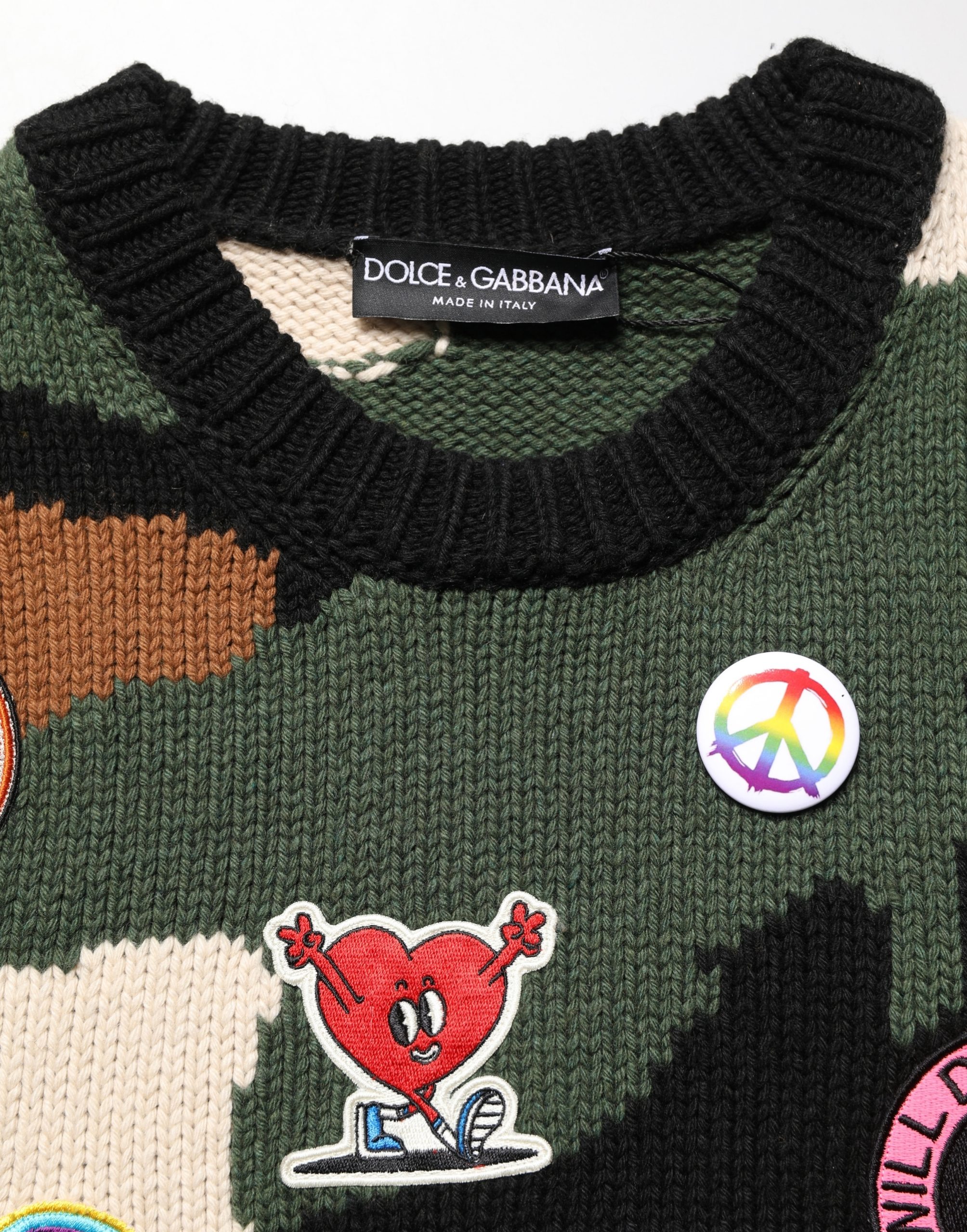 Dolce & Gabbana Multicolor Intarsia Knit Camouflage Pullover Sweater - Image 7