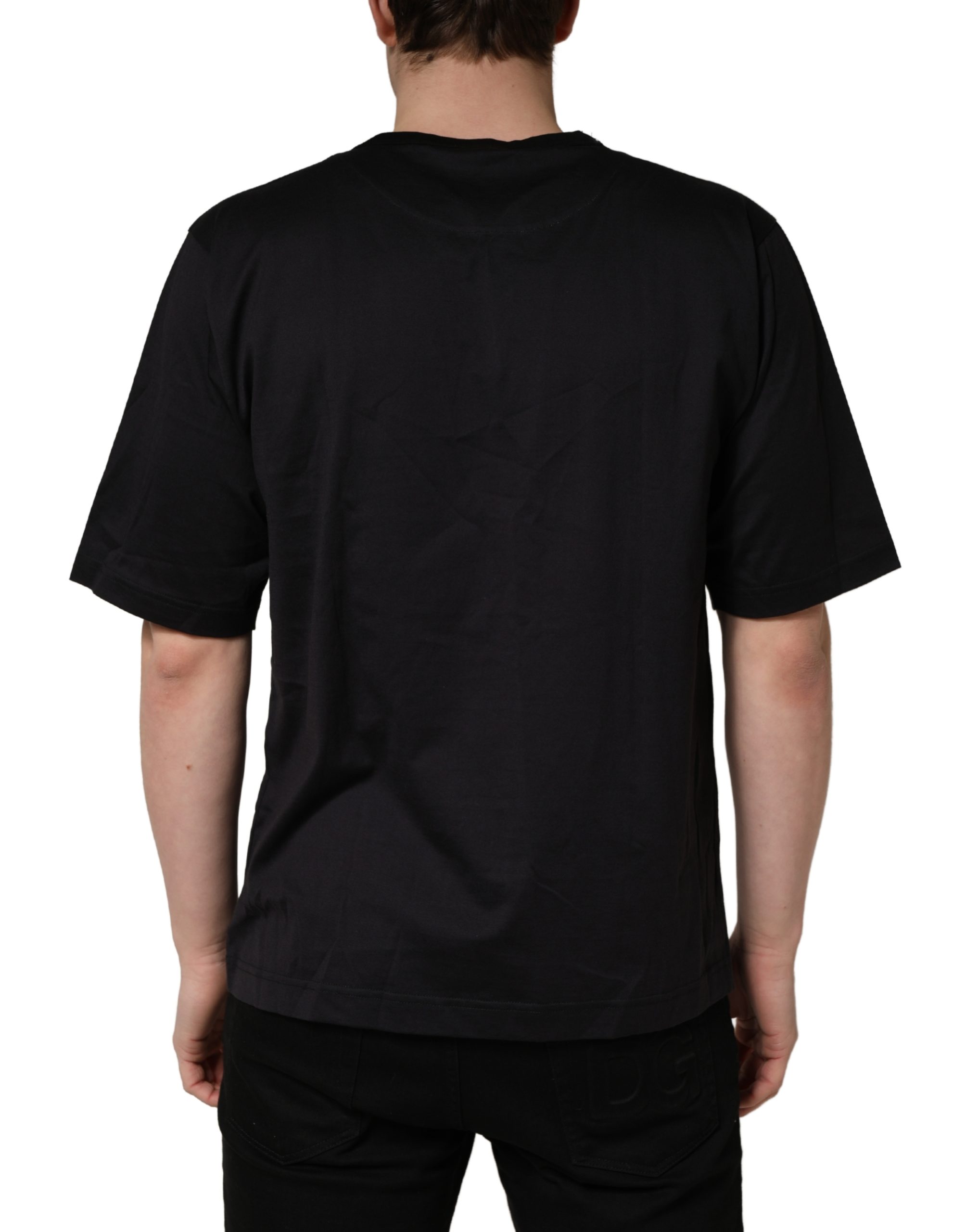 Dolce & Gabbana Black Angel Print Cotton Crew Neck T-shirt - Image 4