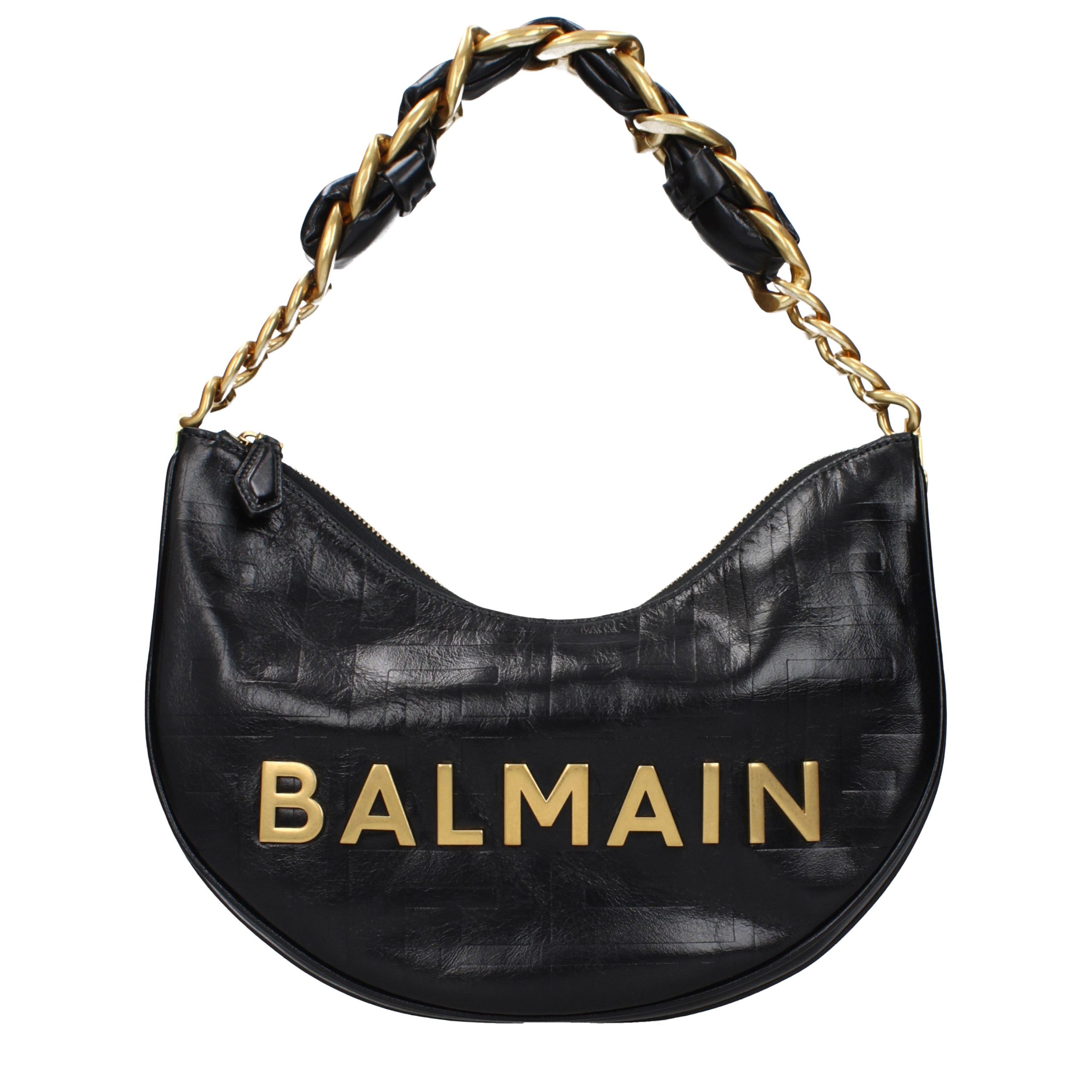 Balmain Black Leather Shoulder Bag