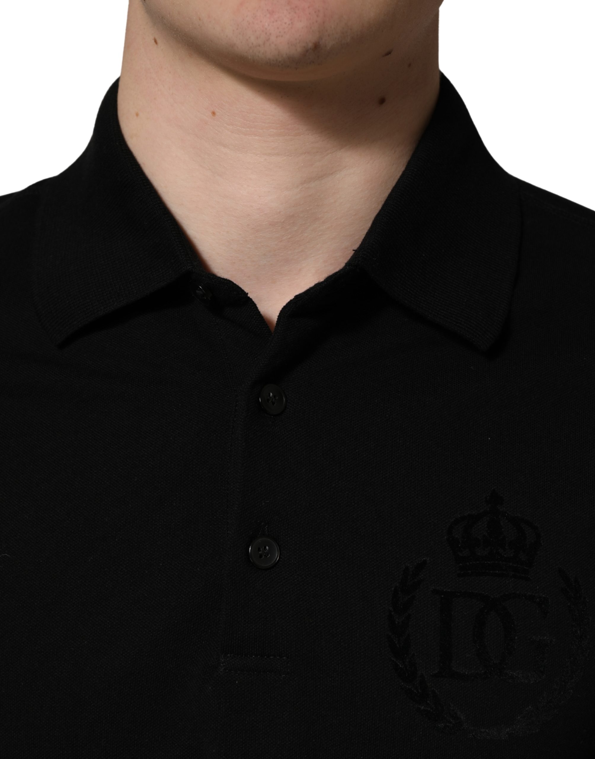 Dolce & Gabbana Black Cotton Collared Short Sleeves Men Polo T-shirt - Image 5