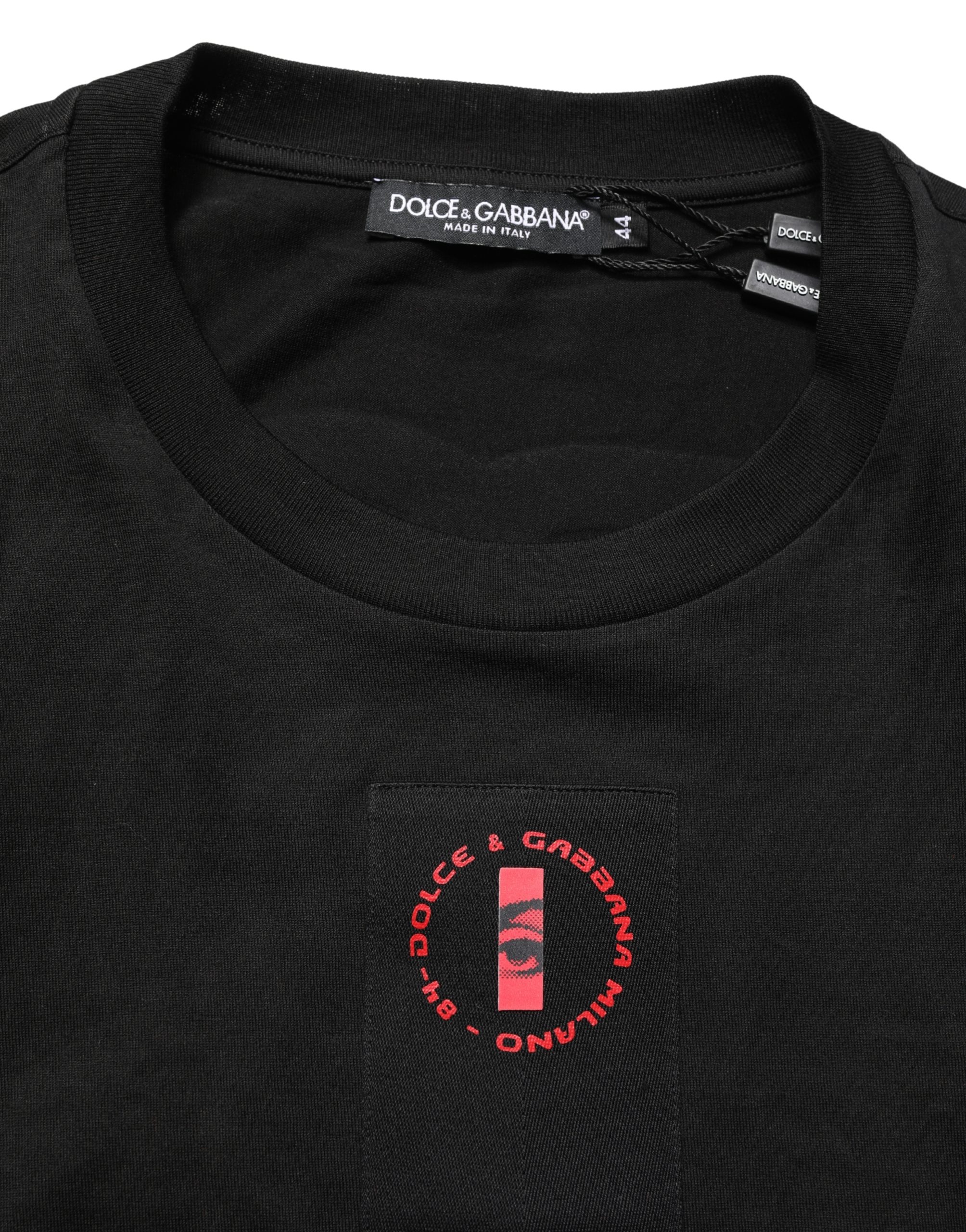 Dolce & Gabbana Black Cotton Jersey Logo Patch Crew Neck T-shirt - Image 7