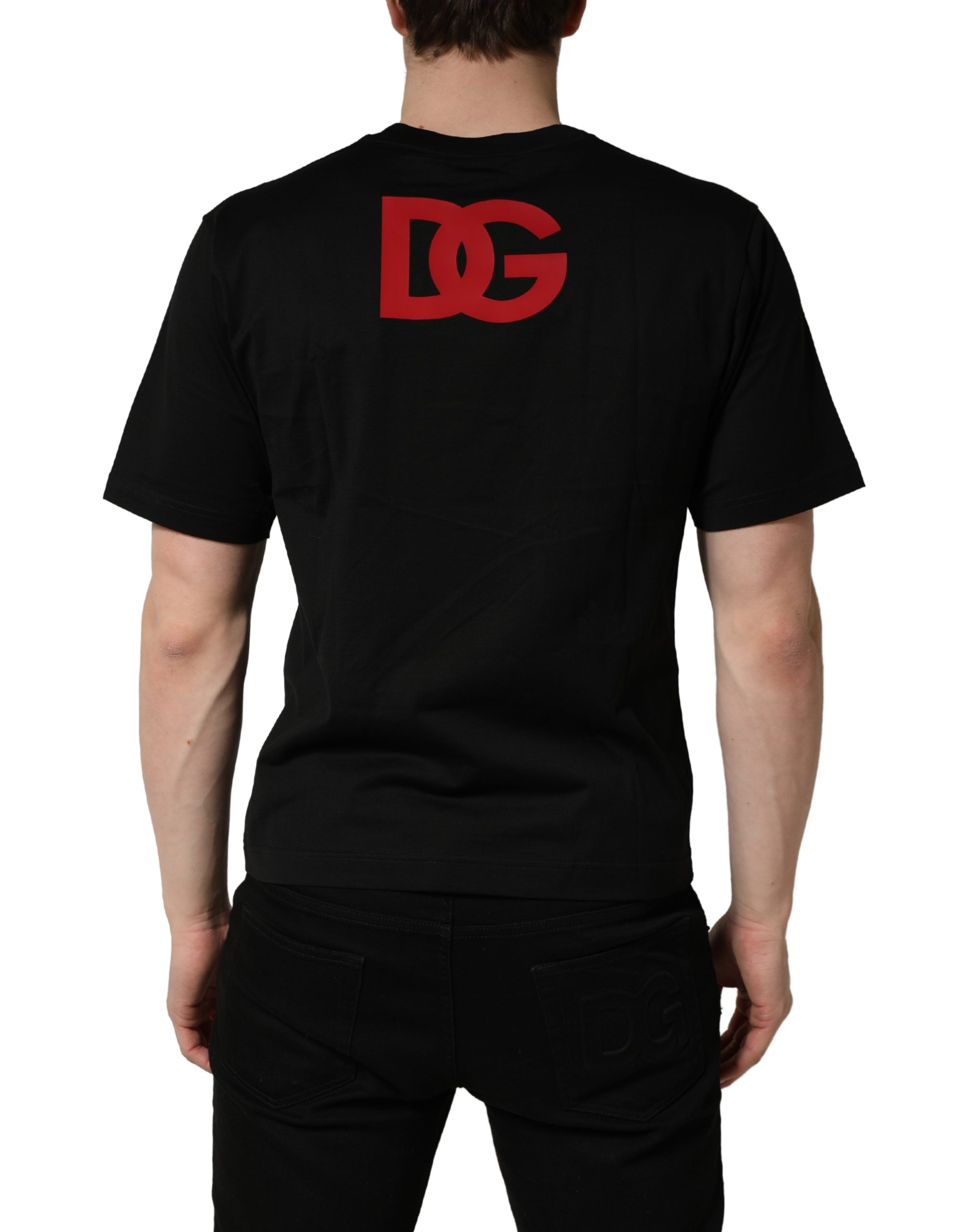 Dolce & Gabbana Black Cotton Jersey Logo Patch Crew Neck T-shirt - Image 4