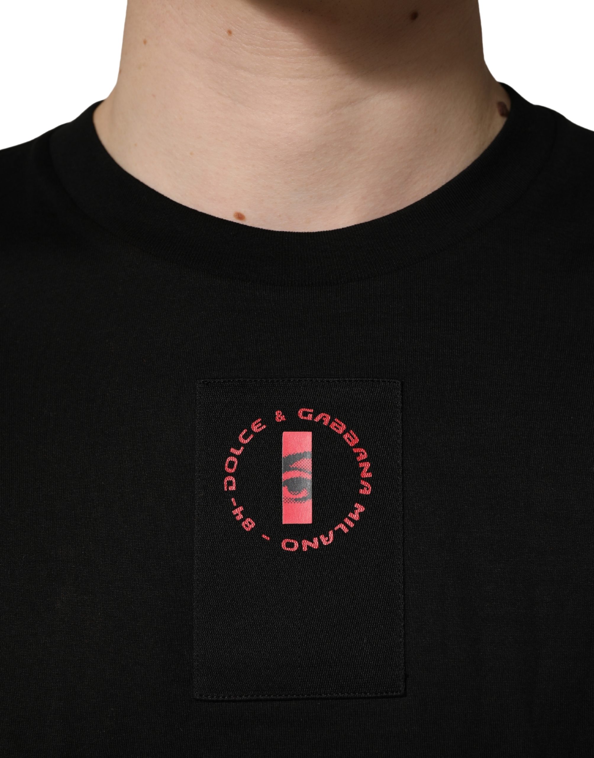 Dolce & Gabbana Black Cotton Jersey Logo Patch Crew Neck T-shirt - Image 5
