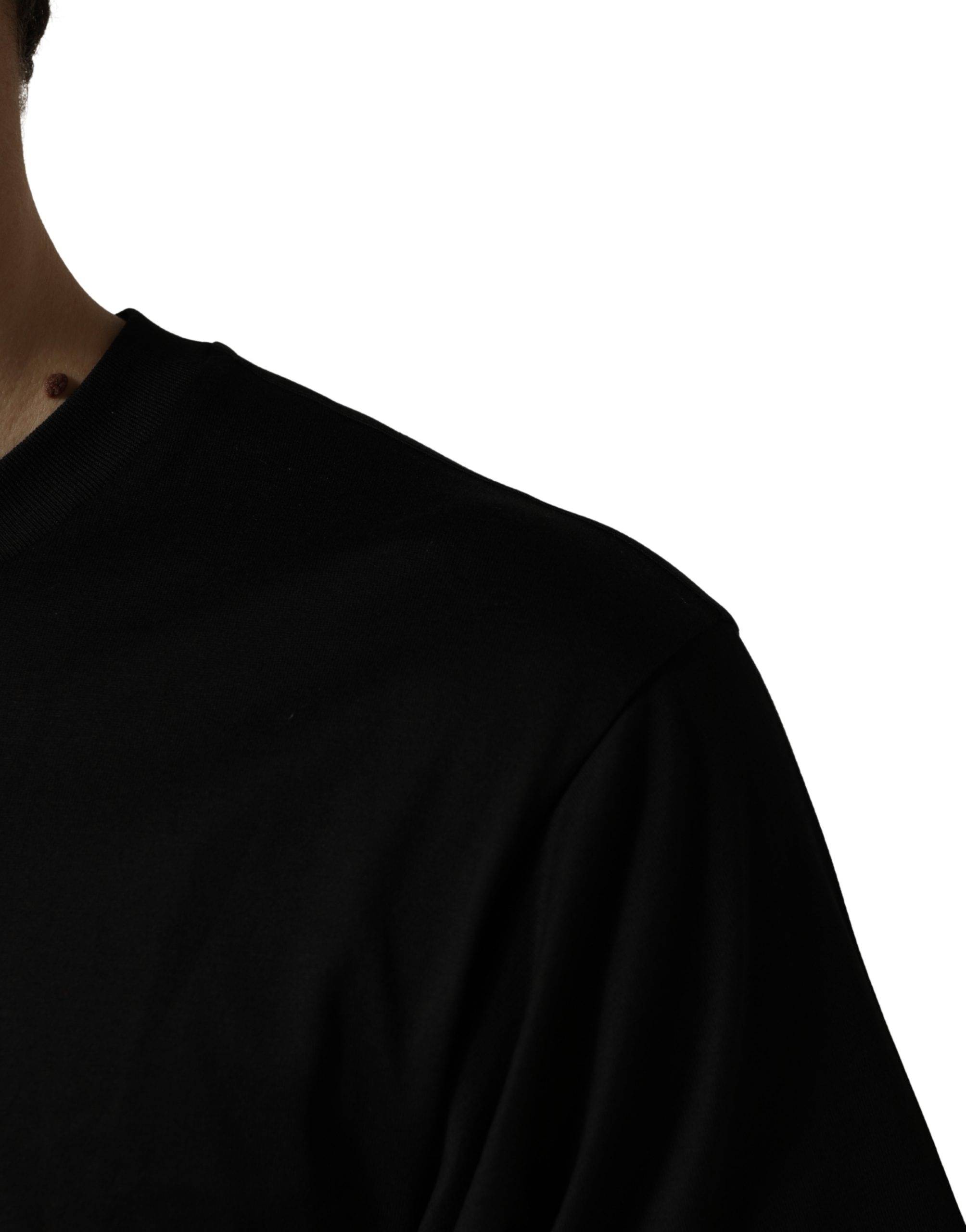Dolce & Gabbana Black Cotton Jersey Logo Patch Crew Neck T-shirt - Image 6