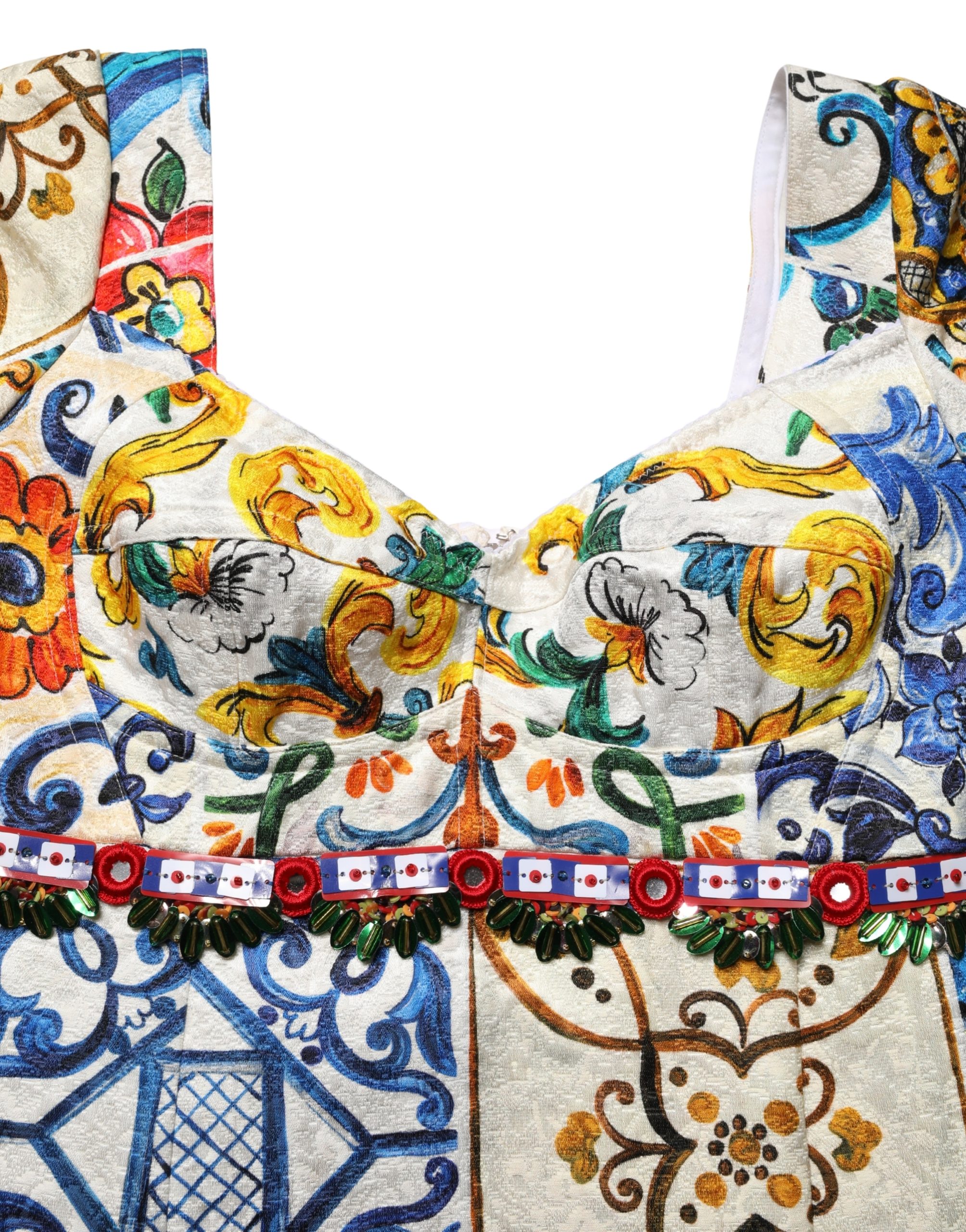 Dolce & Gabbana Multicolor Majolica Print Cotton Mini Dress - Image 7