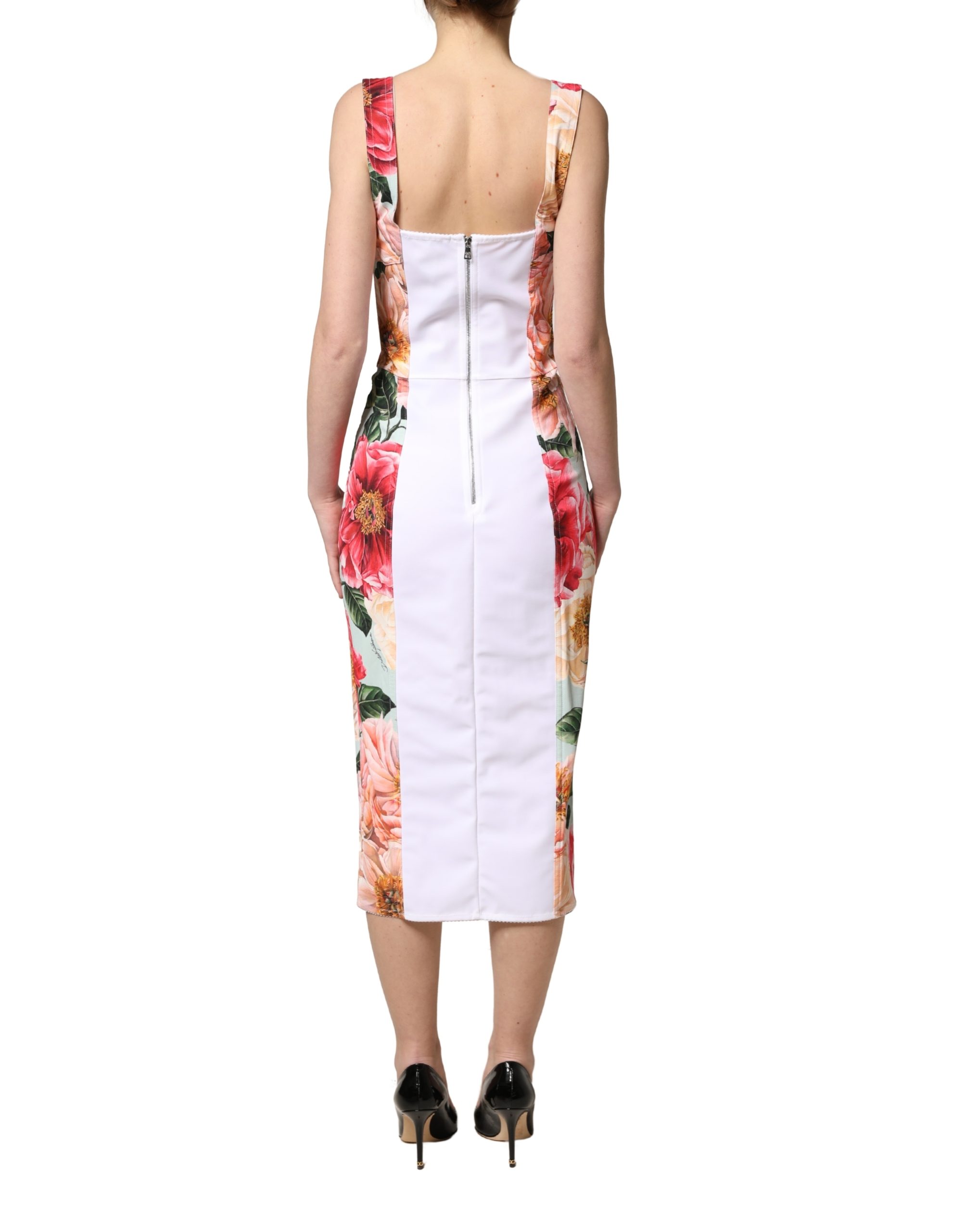 Dolce & Gabbana Multicolor Floral Print Viscose Sheath Dress - Image 4
