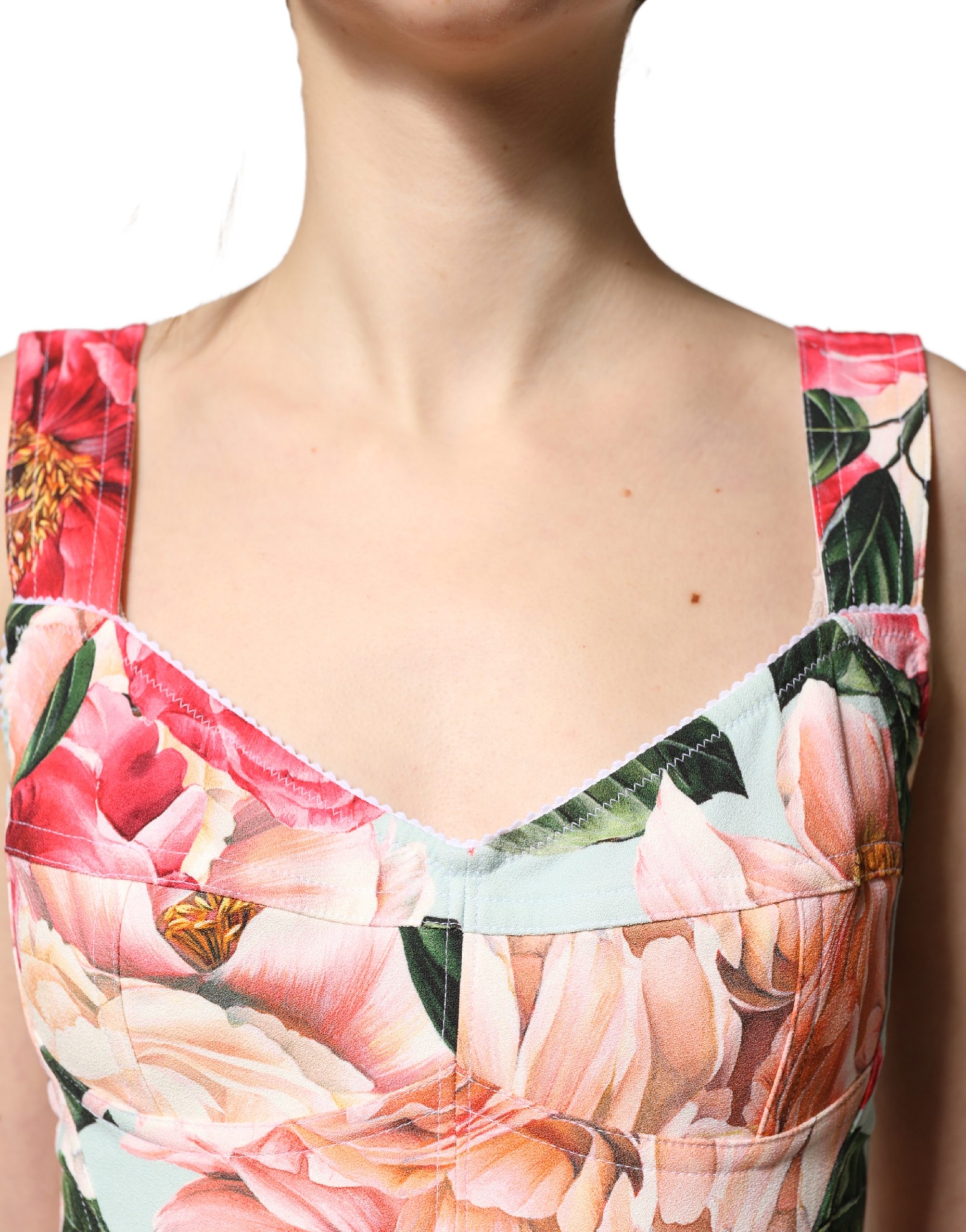 Dolce & Gabbana Multicolor Floral Print Viscose Sheath Dress - Image 5