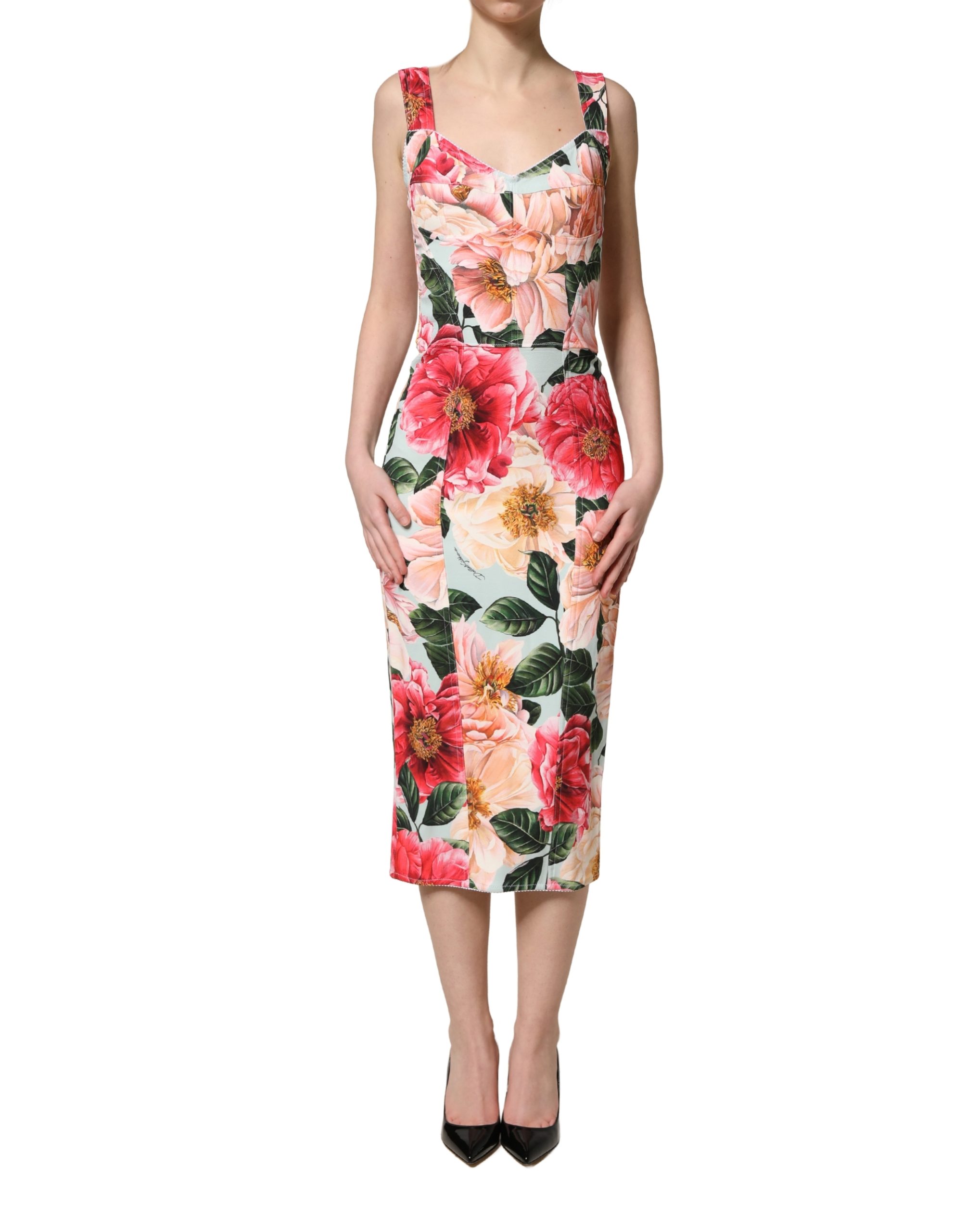 Dolce & Gabbana Multicolor Floral Print Viscose Sheath Dress - Image 2