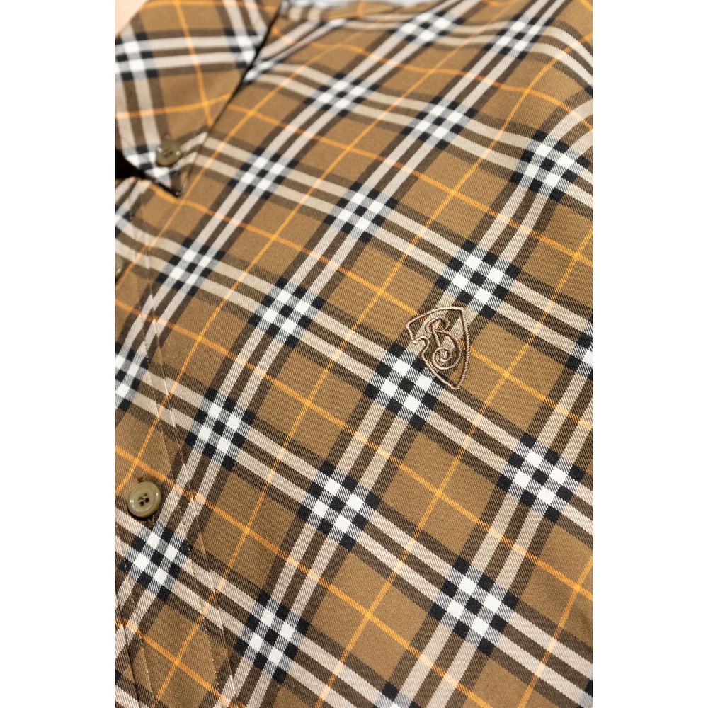 Burberry Brown Cotton Pattern Shirt - Image 4