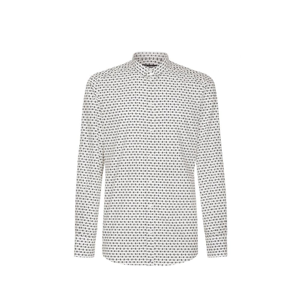 Dolce & Gabbana White Cotton Pattern Shirt