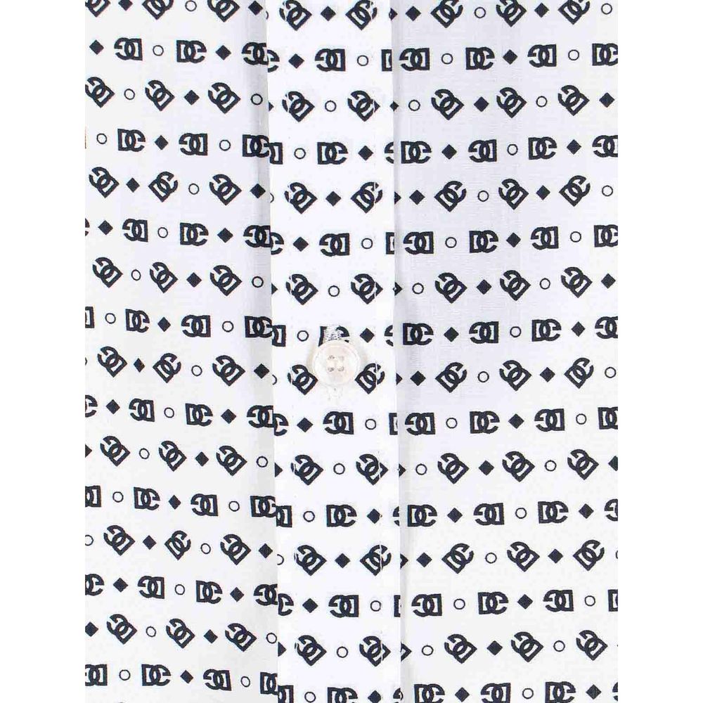Dolce & Gabbana White Cotton Pattern Shirt - Image 4