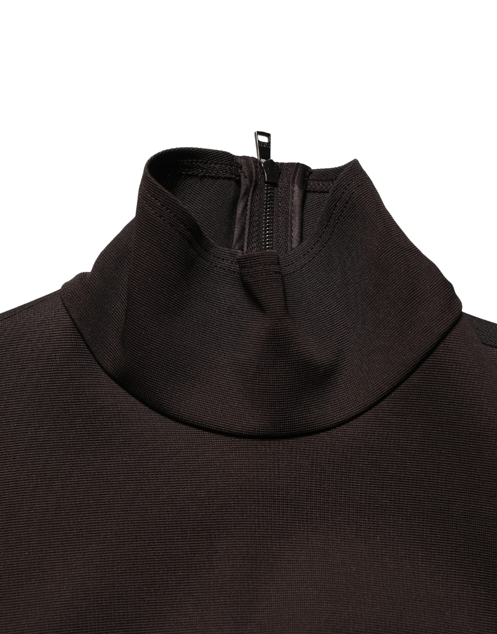 Dolce & Gabbana Brown Turtleneck Jersey Long Maxi Dress - Image 6