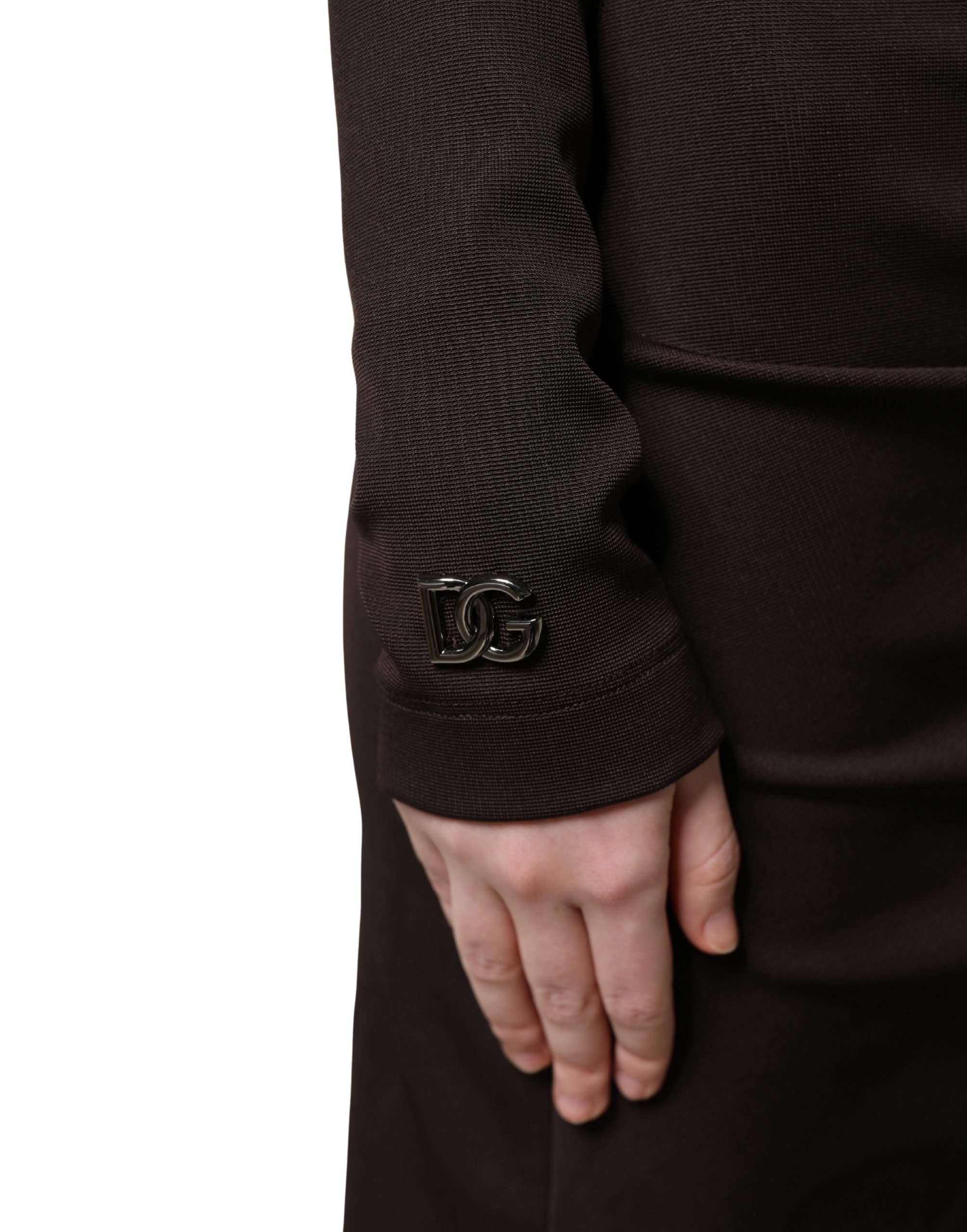Dolce & Gabbana Brown Turtleneck Jersey Long Maxi Dress - Image 8