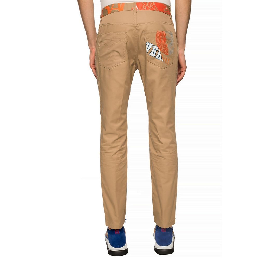 Versace Beige Cotton Chino Pants - Image 3
