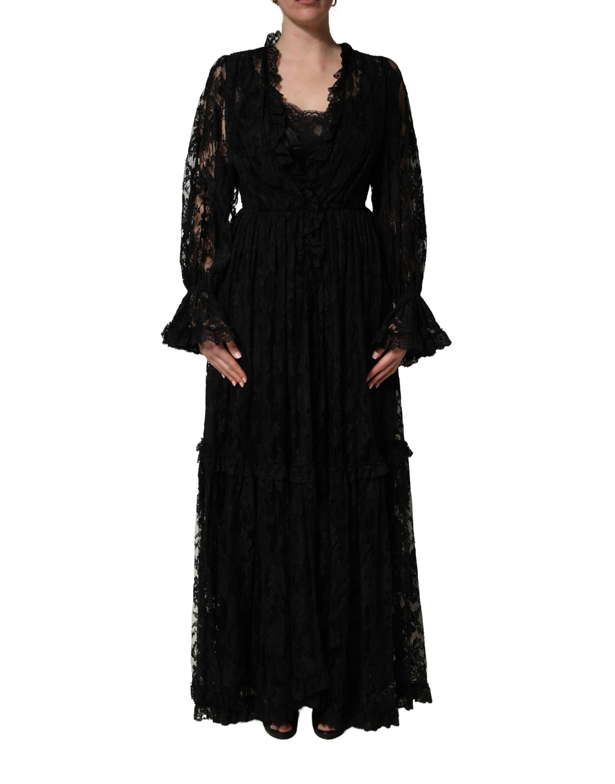 Dolce & Gabbana Black Lace A-line Long Evening Gown Dress - Image 2