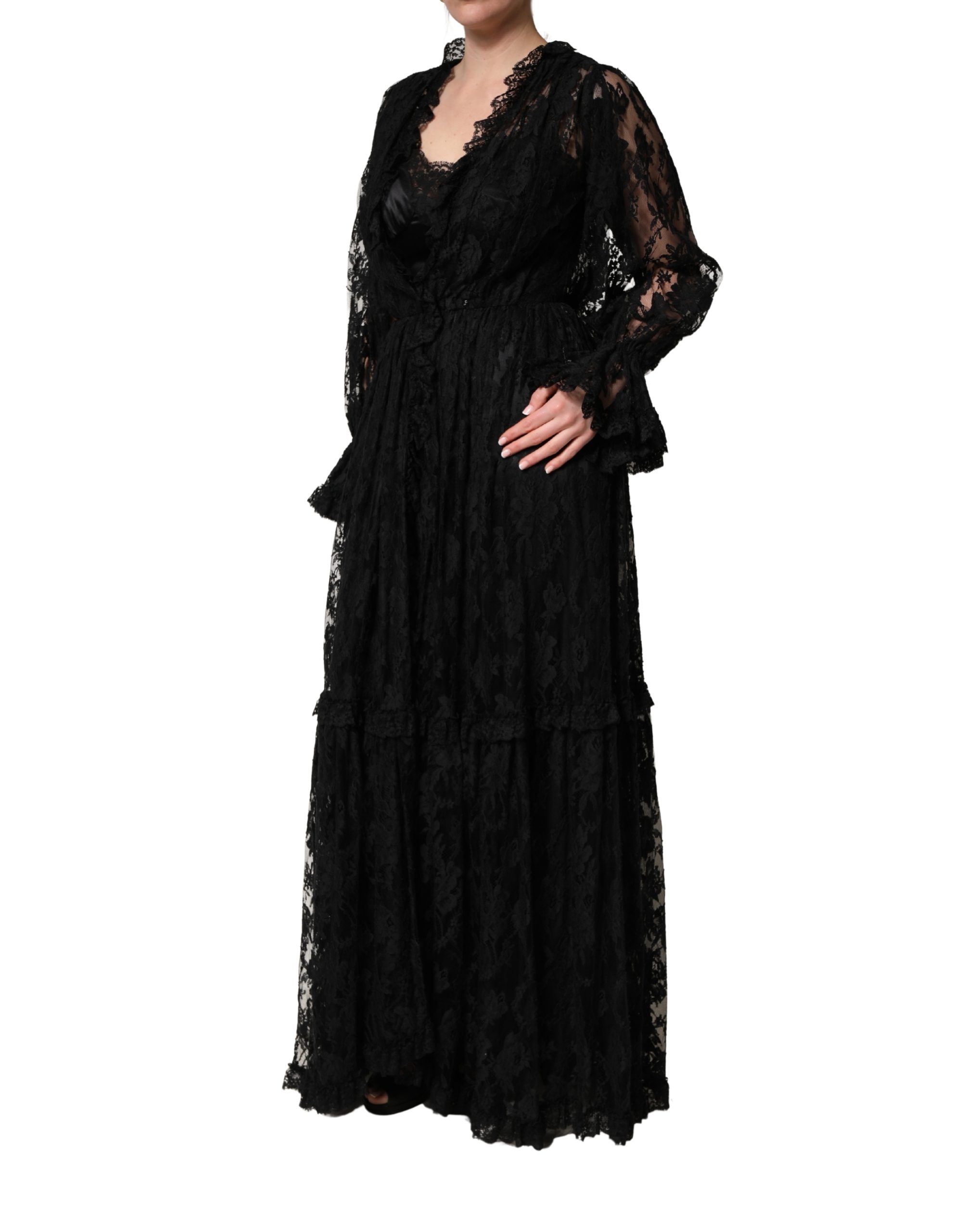 Dolce & Gabbana Black Lace A-line Long Evening Gown Dress - Image 3
