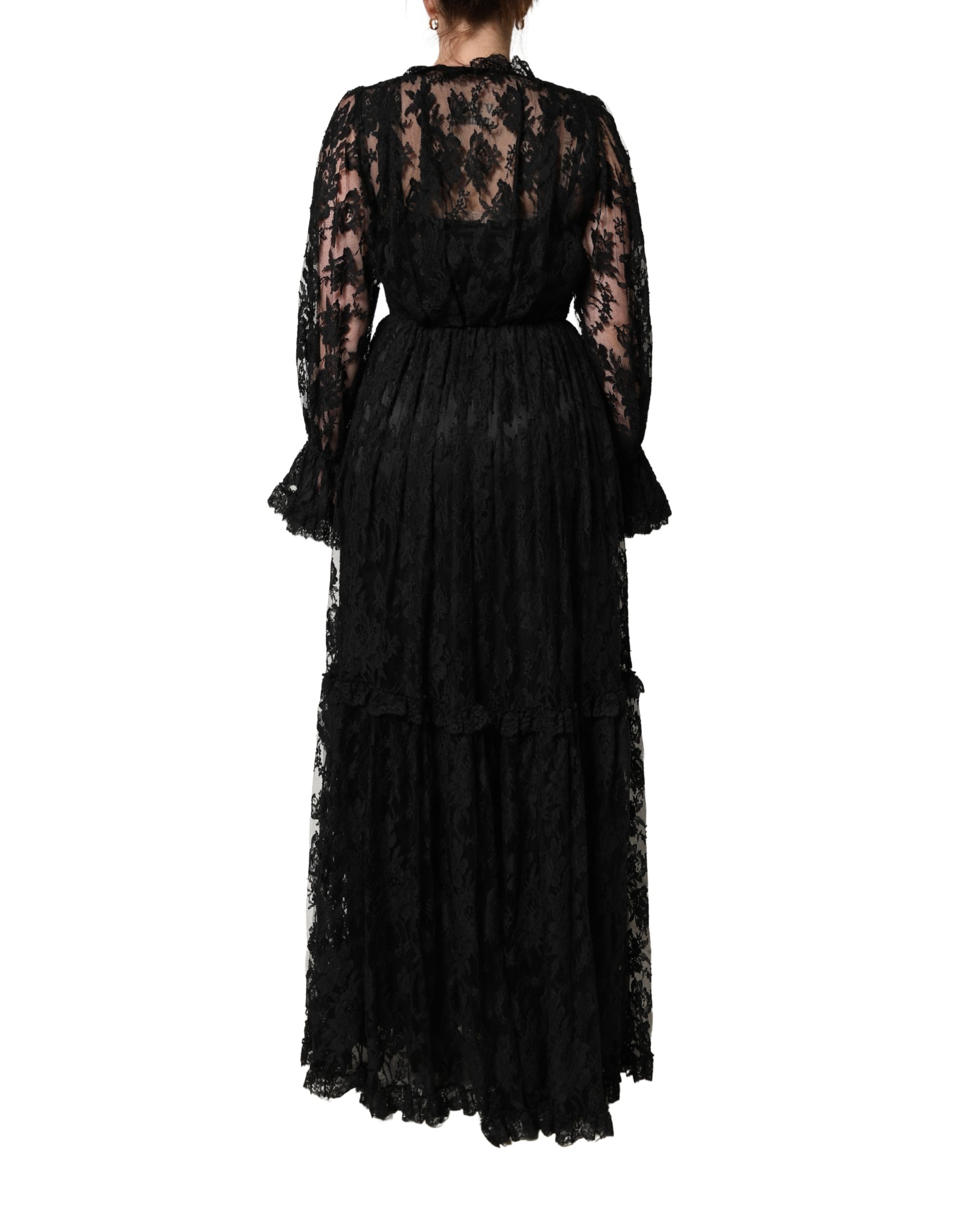 Dolce & Gabbana Black Lace A-line Long Evening Gown Dress - Image 4
