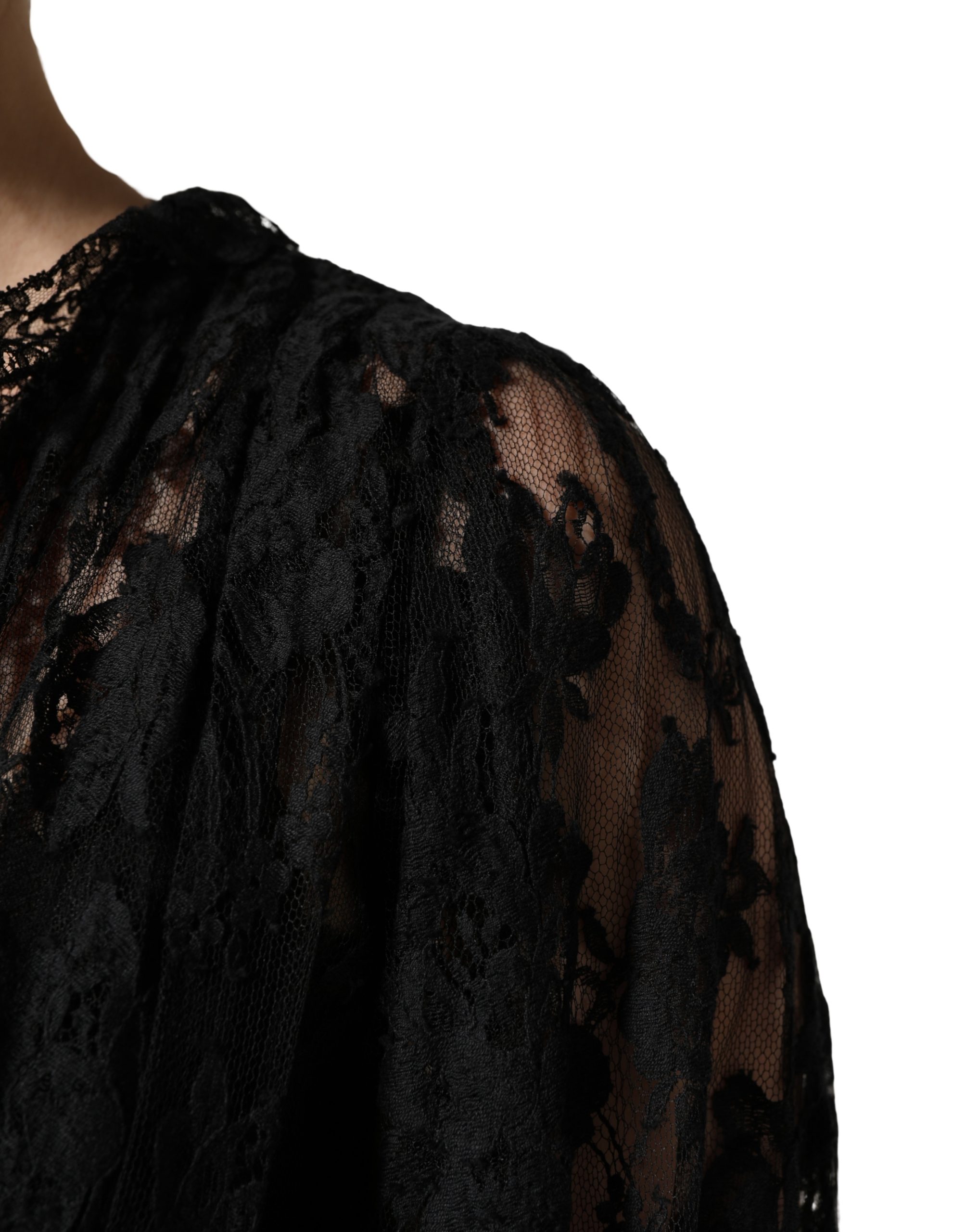 Dolce & Gabbana Black Lace A-line Long Evening Gown Dress - Image 7