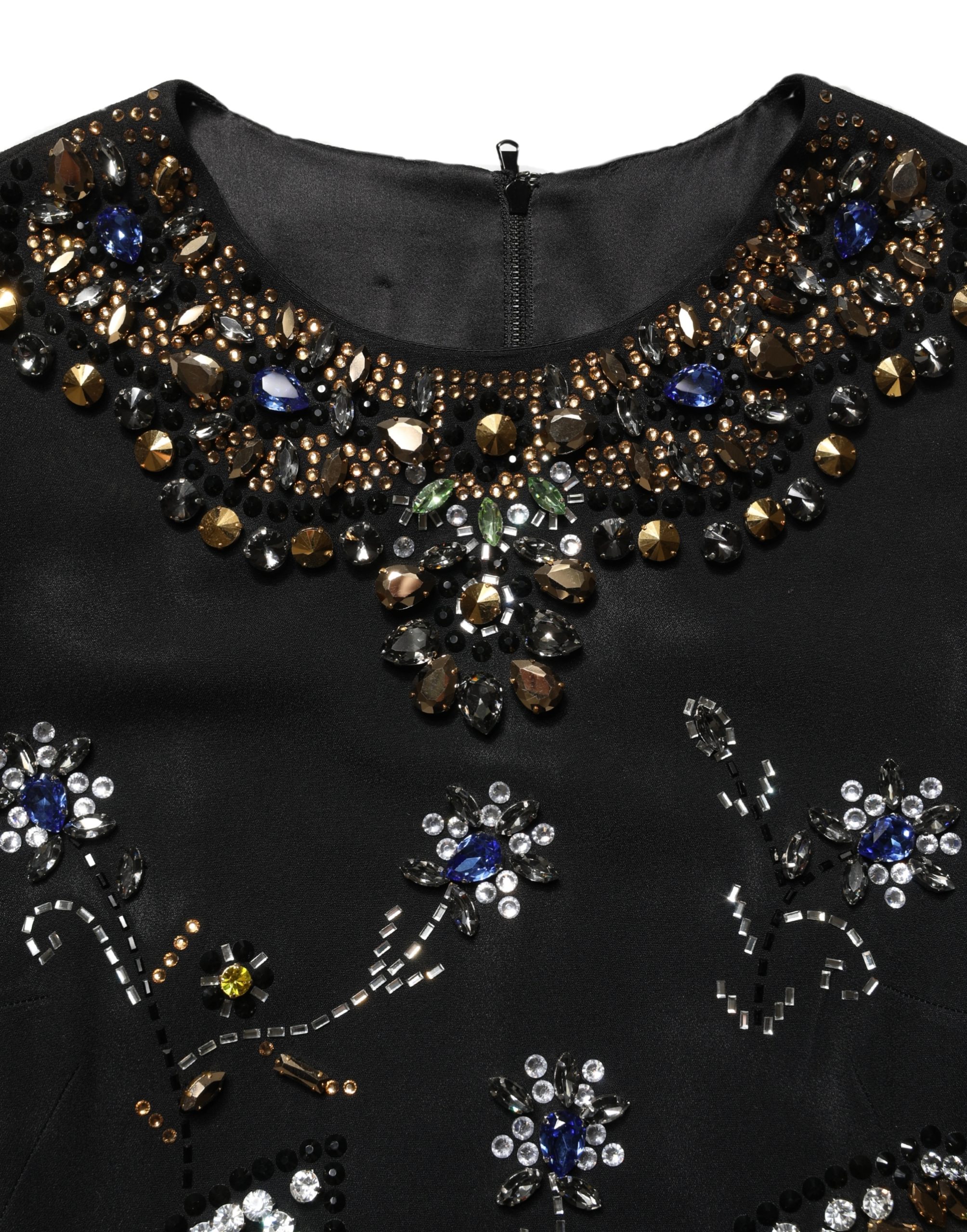 Dolce & Gabbana Black Sleeveless Floral Bead Embellishments Dress - Image 8