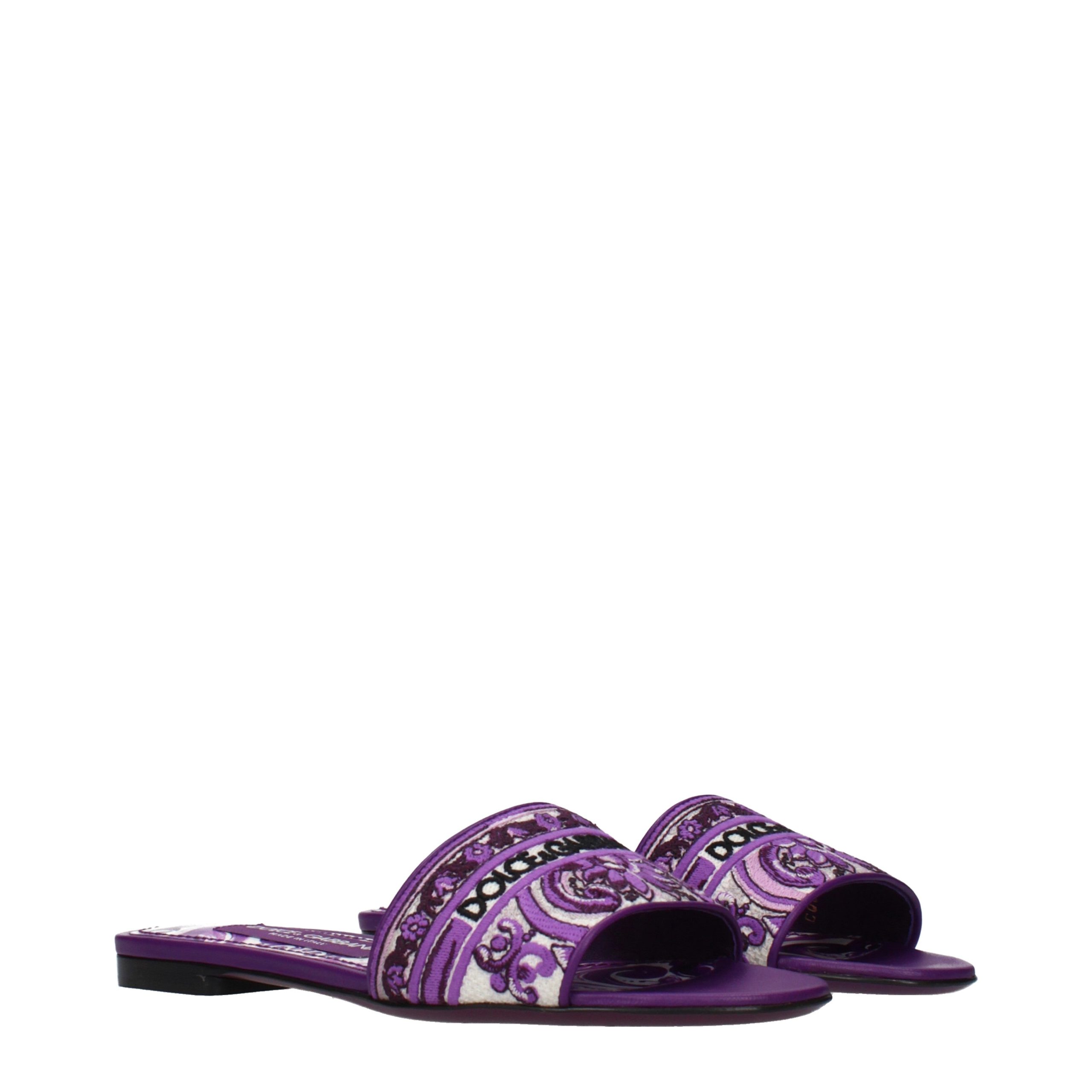 Dolce & Gabbana Purple Fabric Slippers - Image 2
