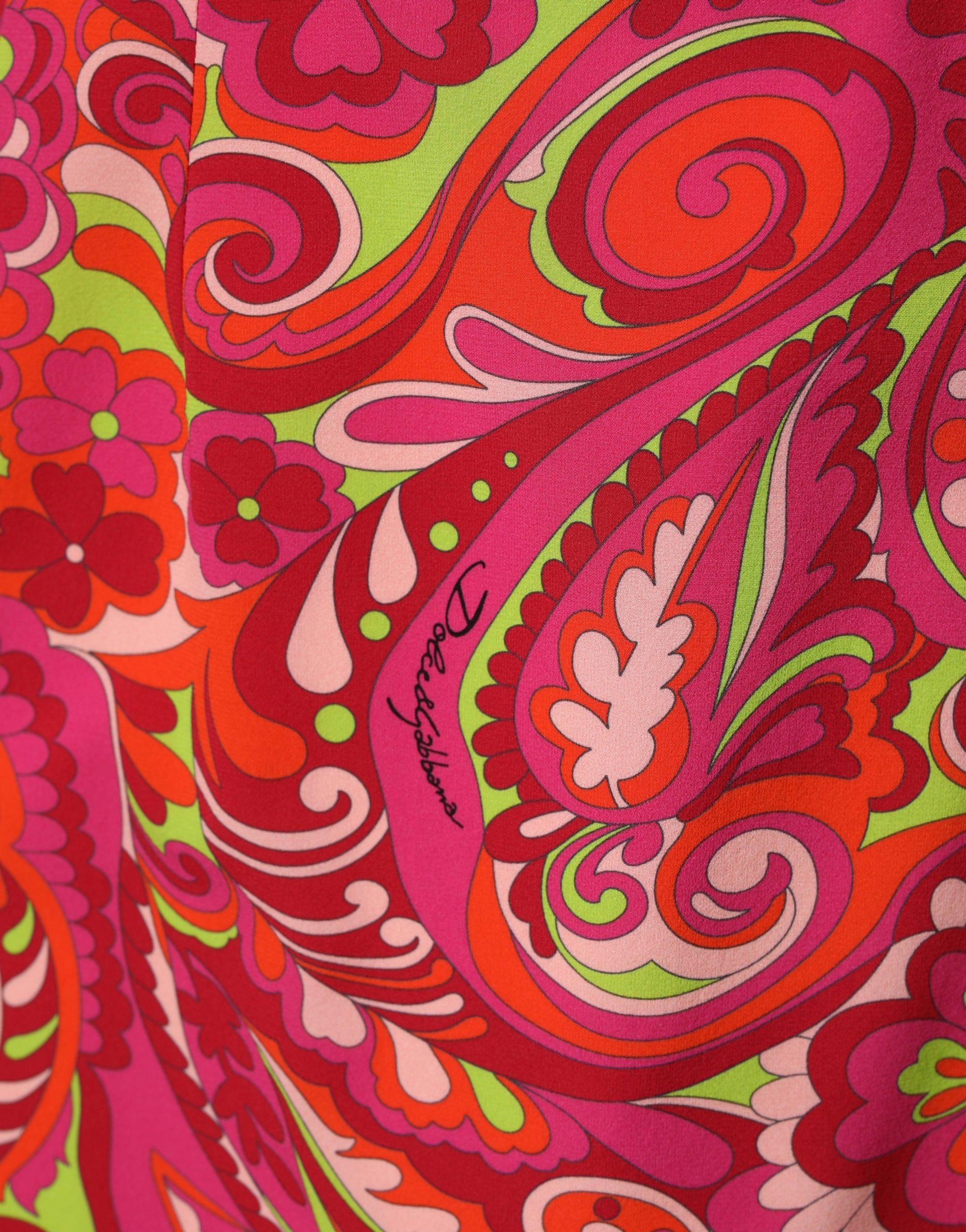 Dolce & Gabbana Red Paisley Floral Print Sheath Midi Dress - Image 7