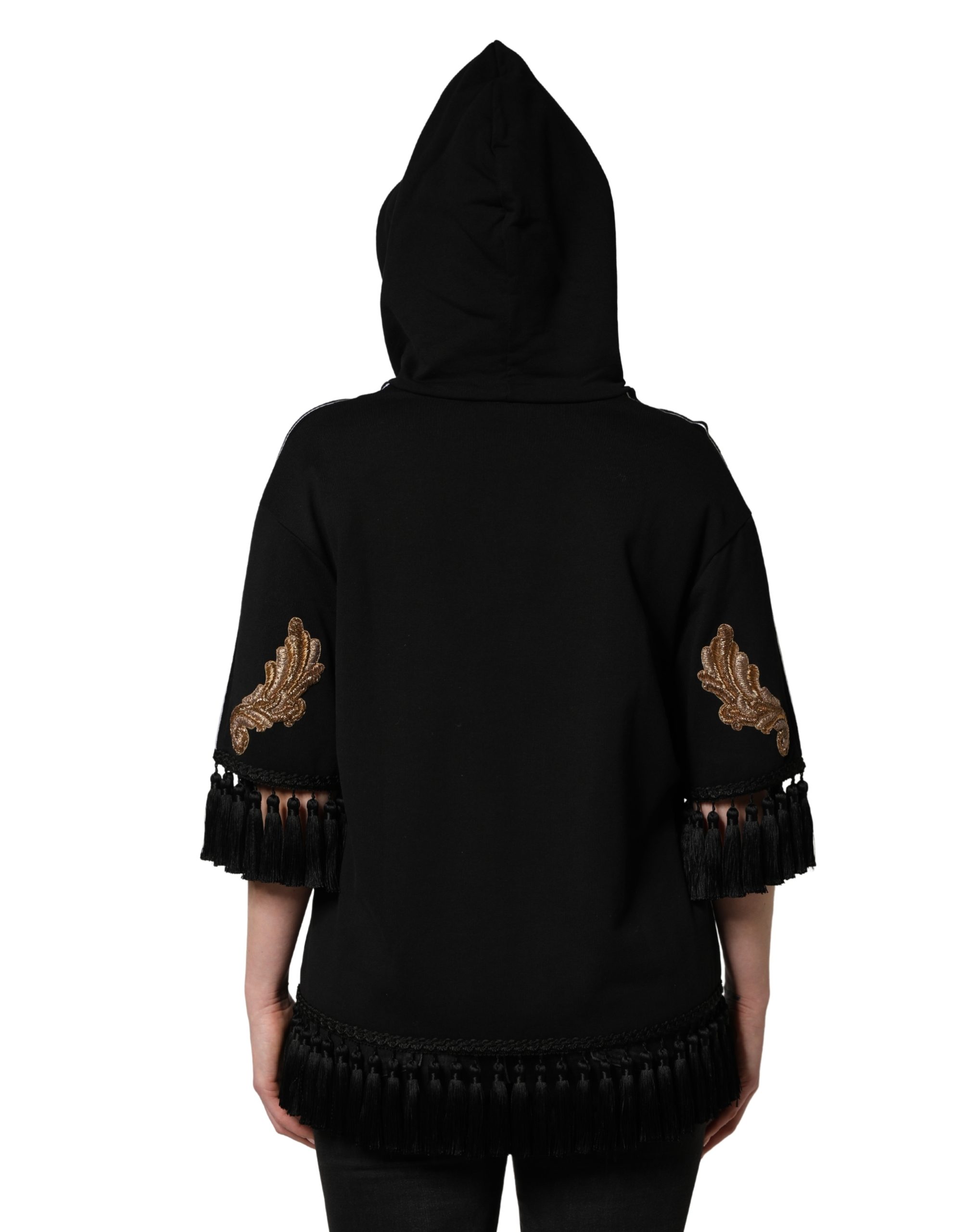 Dolce & Gabbana Black Embroidered Tassel Hooded Sweatshirt Sweater - Image 4
