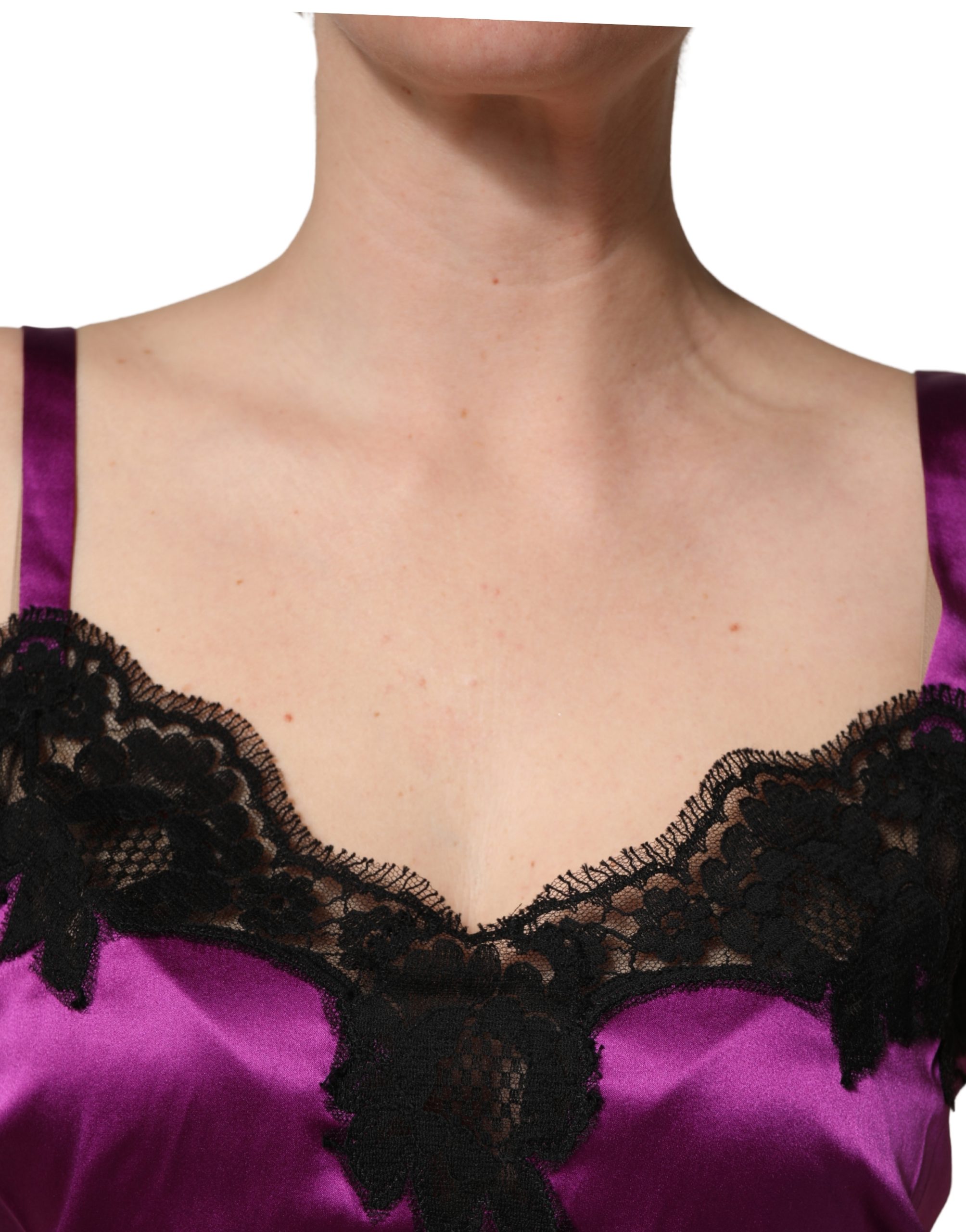 Dolce & Gabbana Purple Silk Lace Trim Camisole Sleeveless Tank Top - Image 5