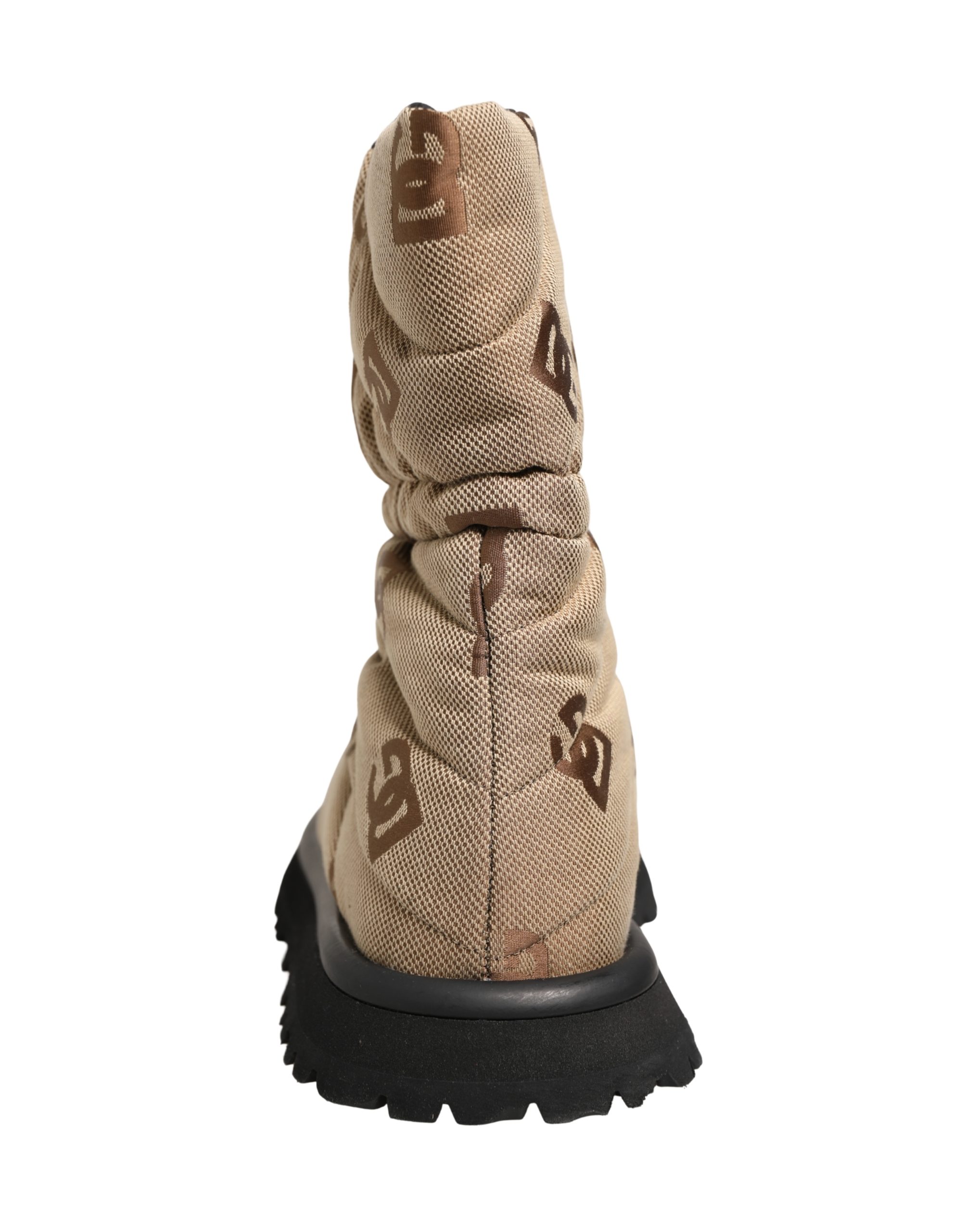 Dolce & Gabbana Brown Logo Print Lace Up Snow Boots Shoes - Image 8