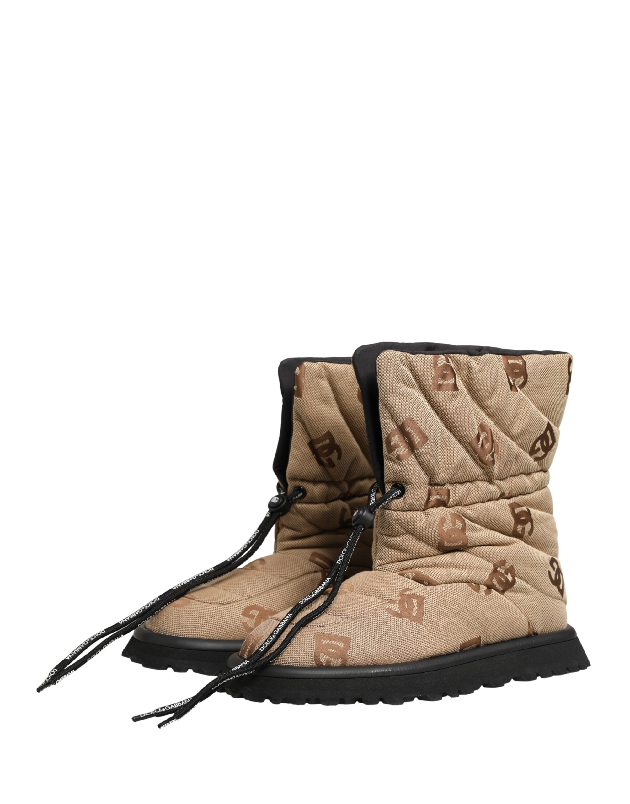 Dolce & Gabbana Brown Logo Print Lace Up Snow Boots Shoes - Image 5