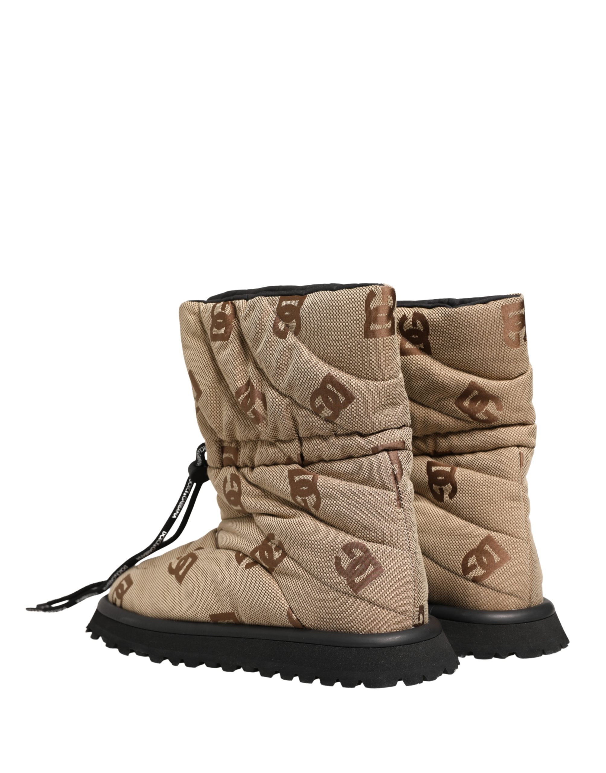 Dolce & Gabbana Brown Logo Print Lace Up Snow Boots Shoes - Image 6