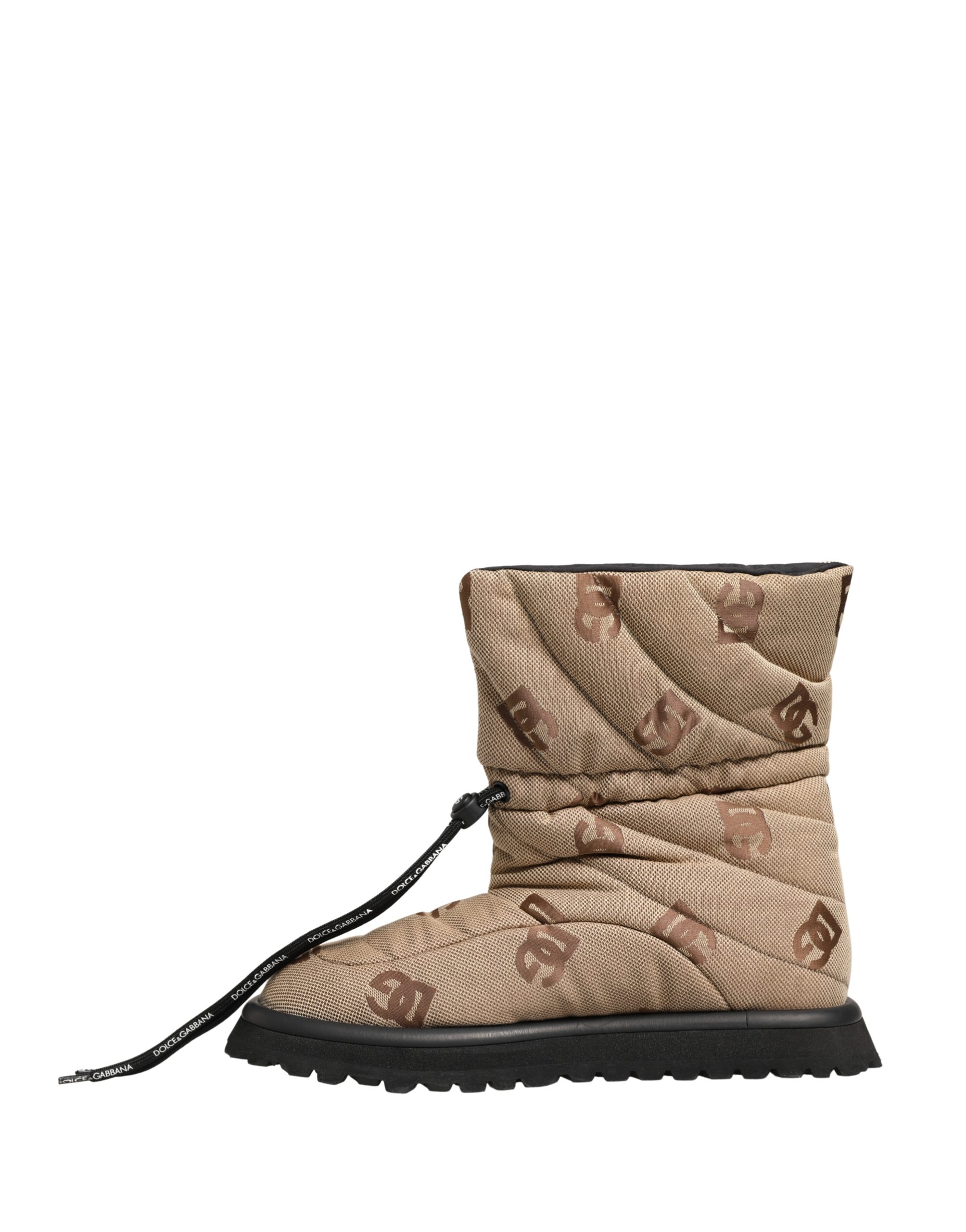 Dolce & Gabbana Brown Logo Print Lace Up Snow Boots Shoes - Image 7