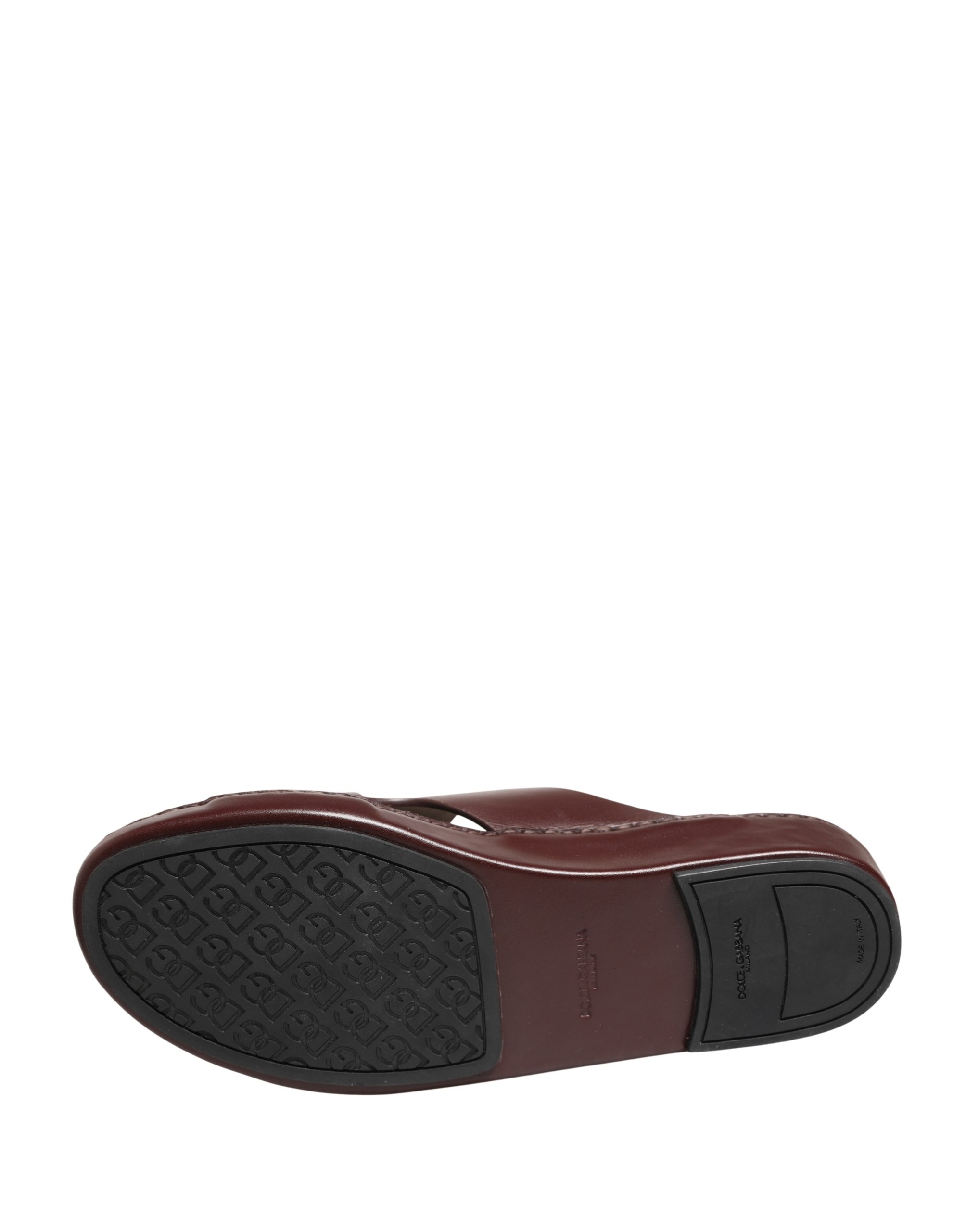 Dolce & Gabbana Maroon Leather Cutout DG Logo Sandals Shoes - Image 8