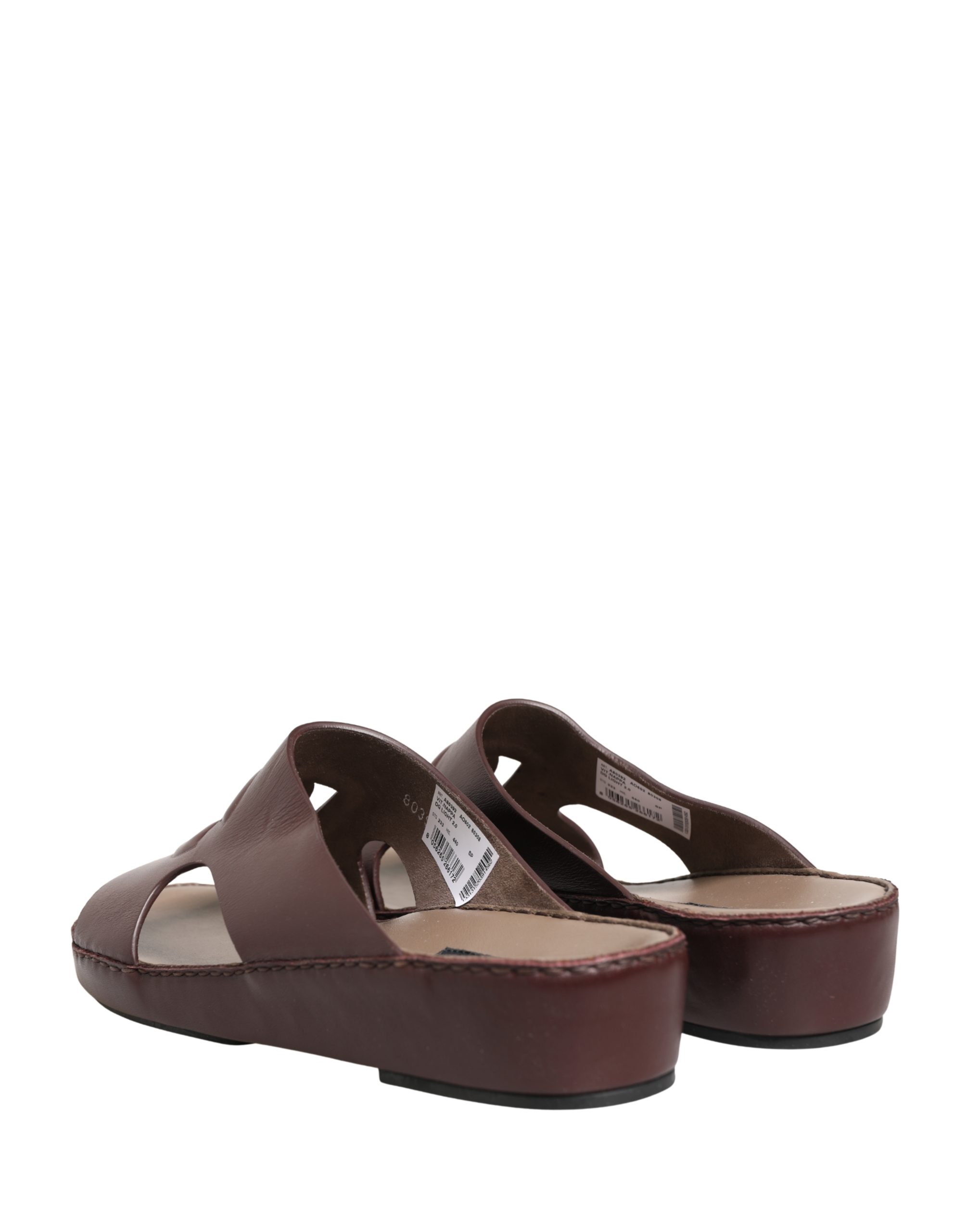 Dolce & Gabbana Maroon Leather Cutout DG Logo Sandals Shoes - Image 6