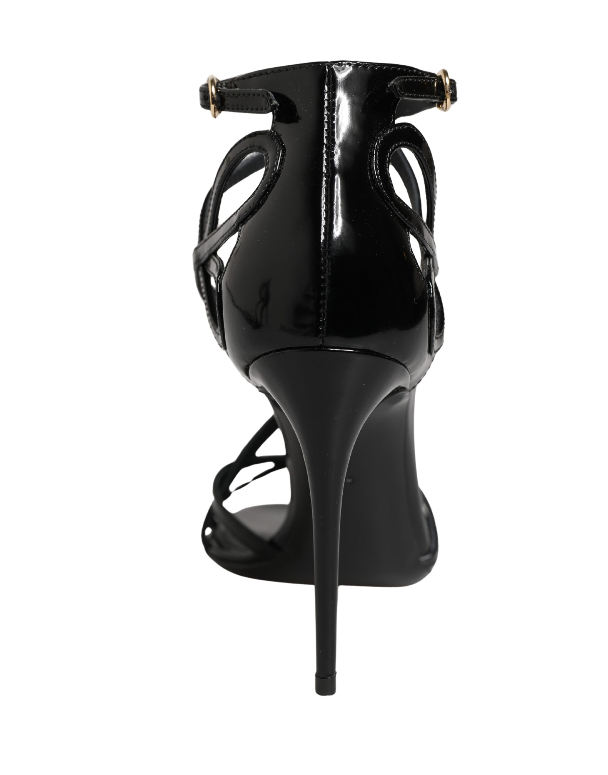 Dolce & Gabbana Black Leather Stiletto Heel Sandals Shoes - Image 8