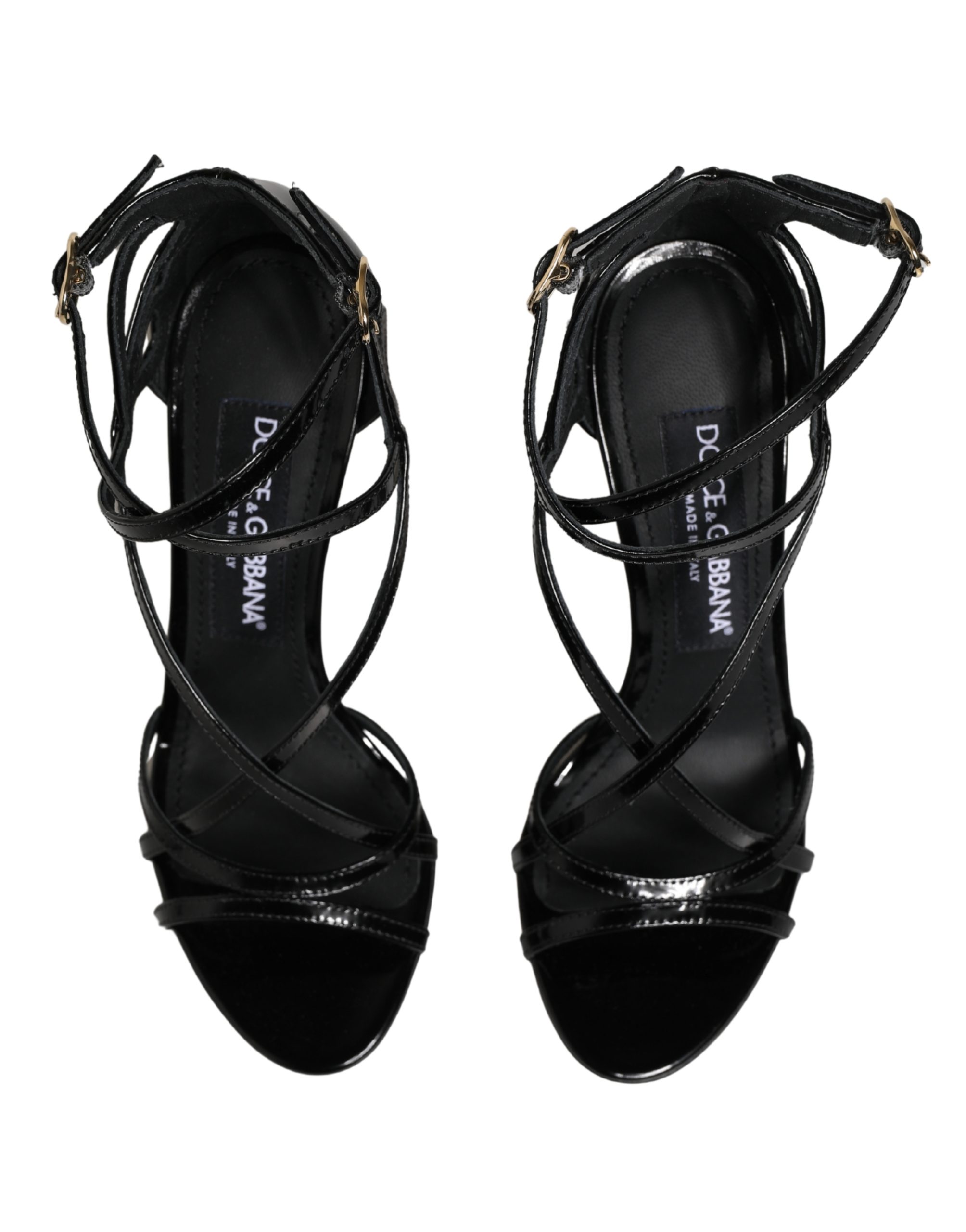 Dolce & Gabbana Black Leather Stiletto Heel Sandals Shoes - Image 3
