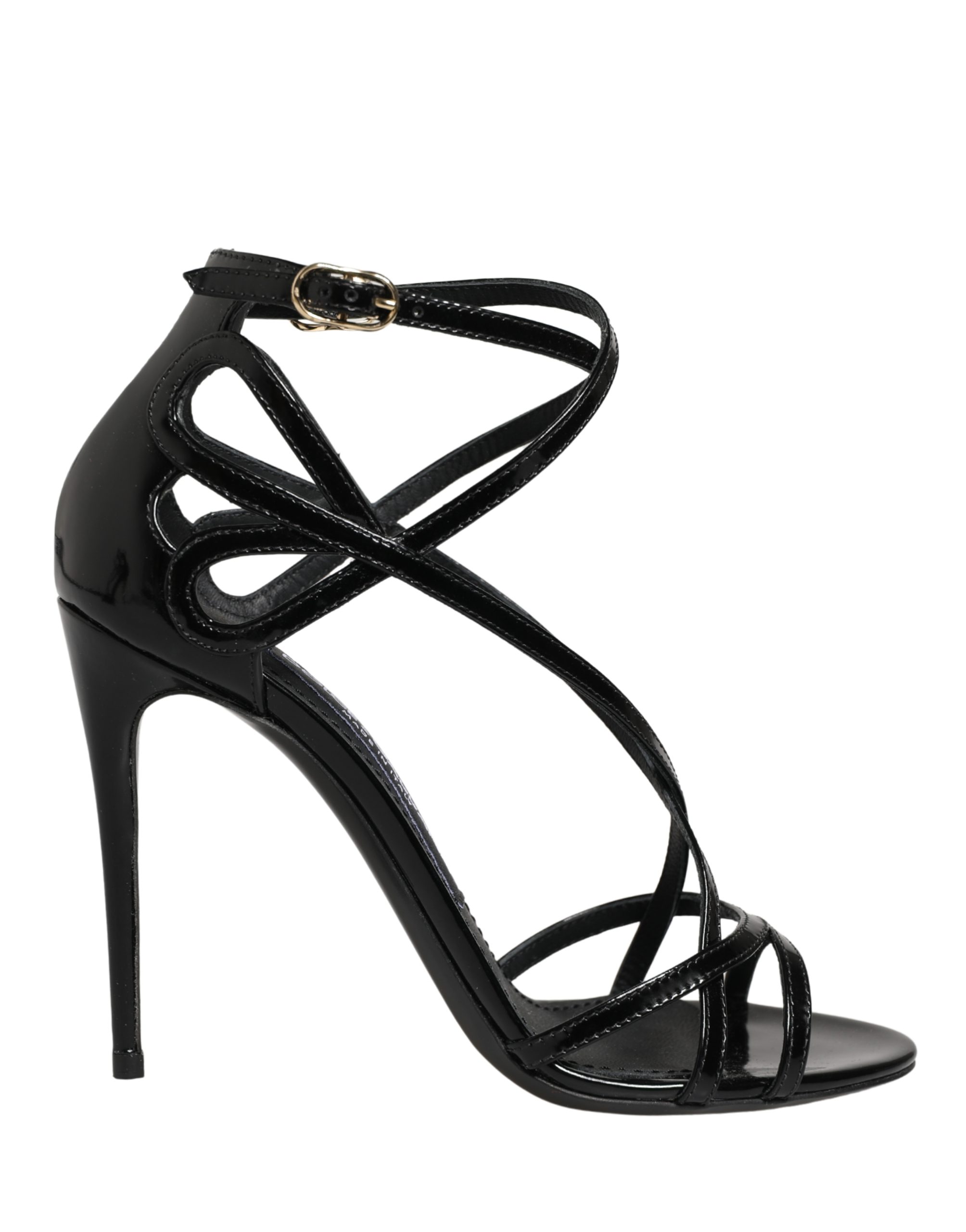 Dolce & Gabbana Black Leather Stiletto Heel Sandals Shoes - Image 2