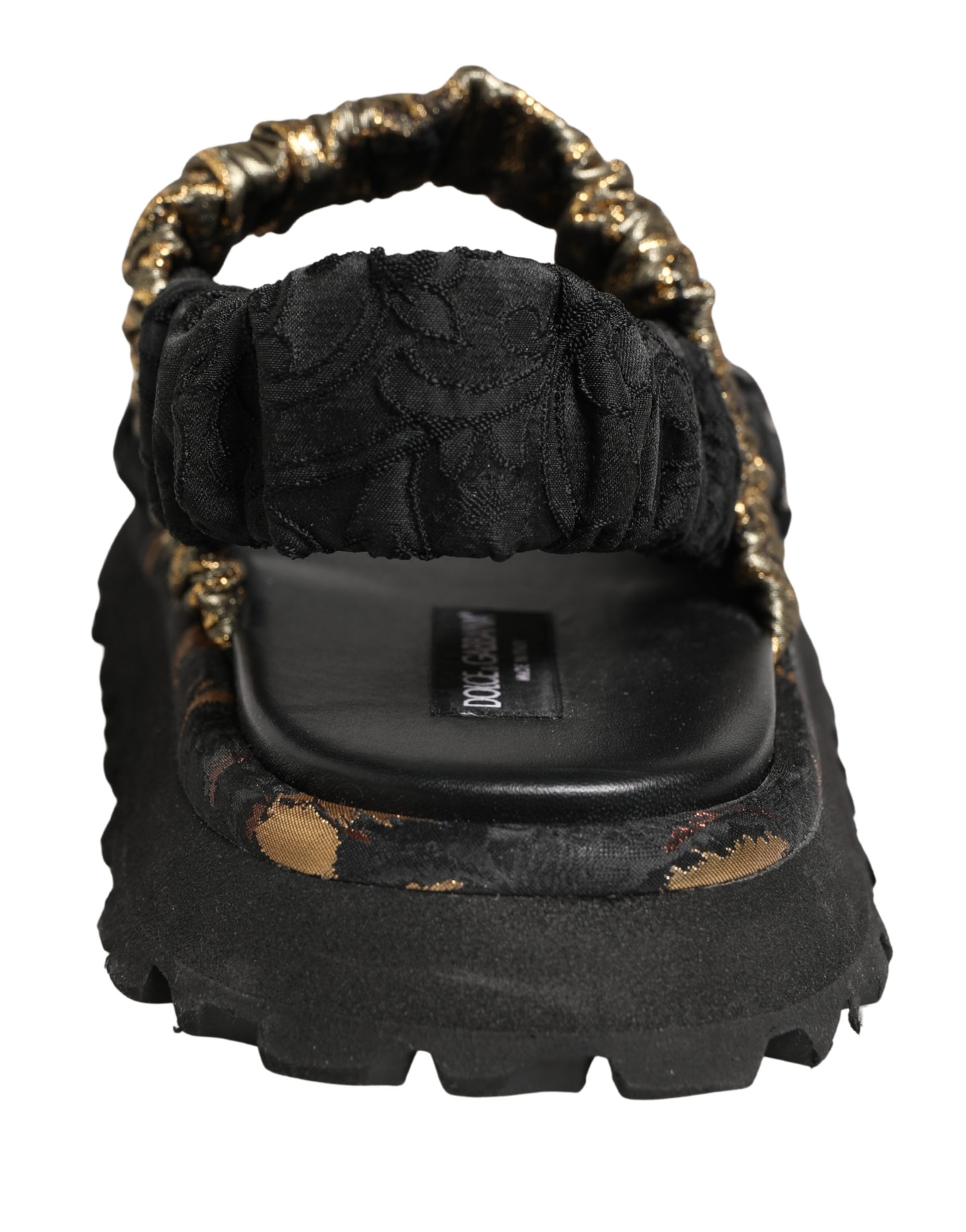 Dolce & Gabbana Black Ruching Detail Flats Men Sandals Shoes - Image 4