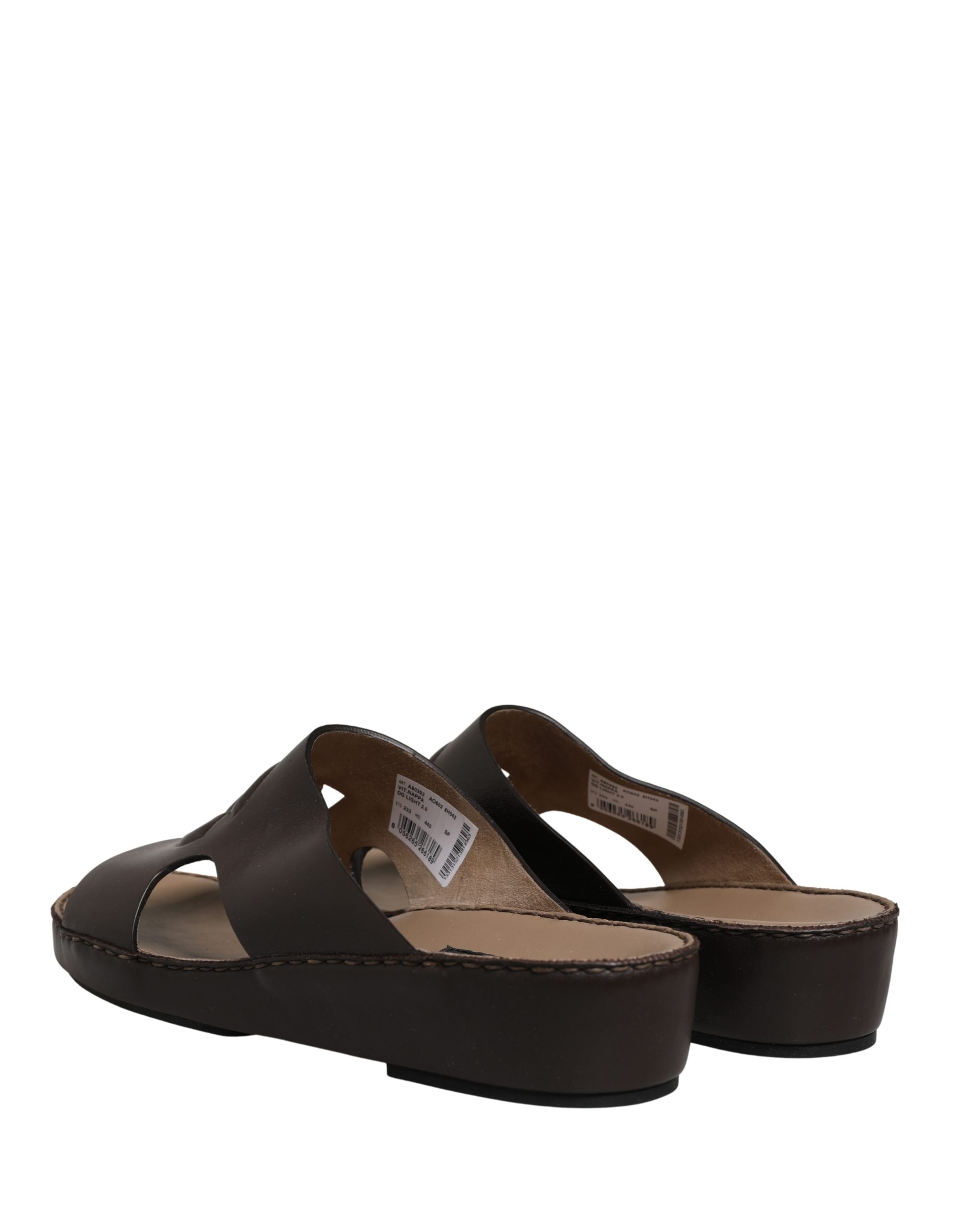 Dolce & Gabbana Brown Leather Cutout DG Logo Sandals Shoes - Image 3