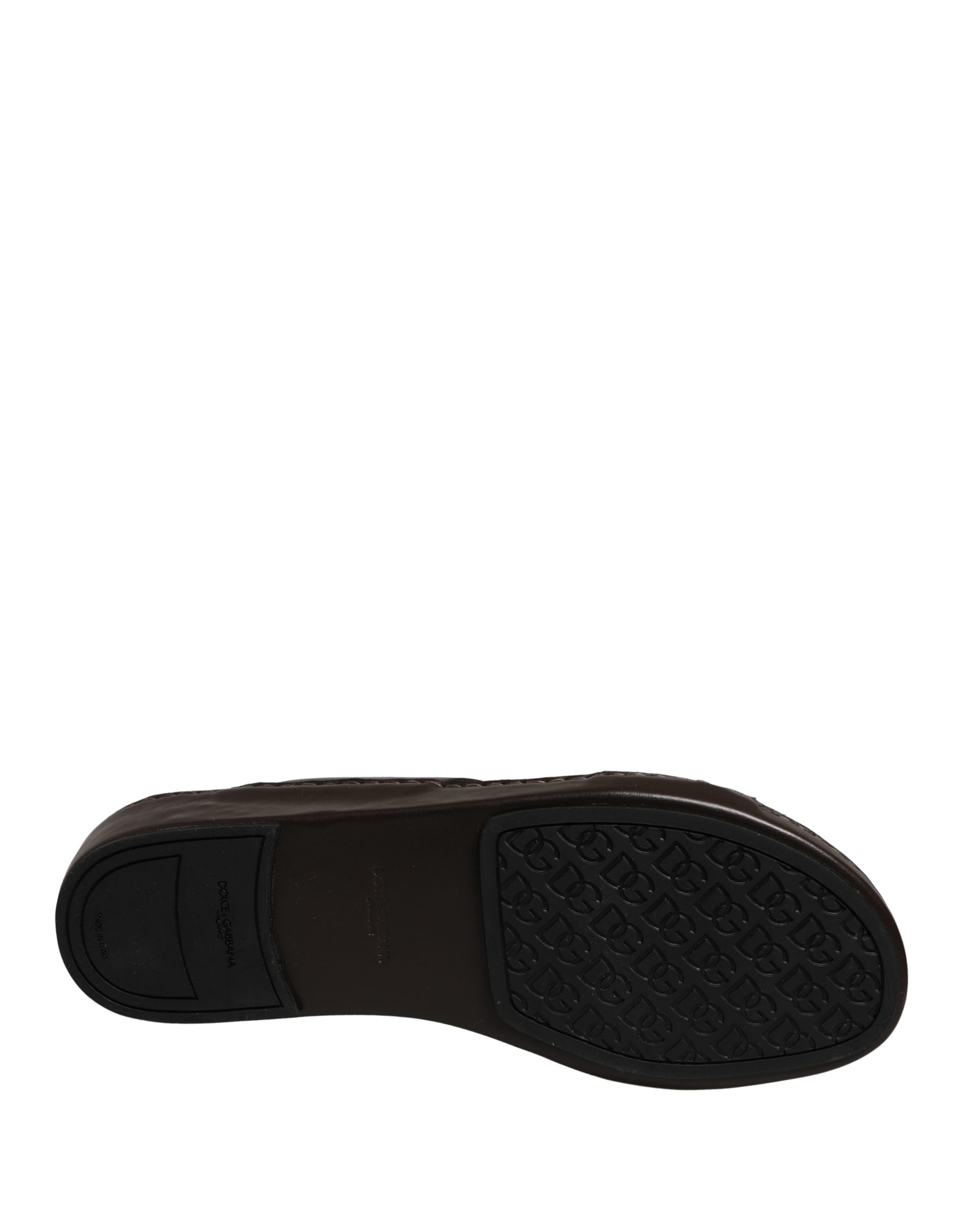 Dolce & Gabbana Brown Leather Cutout DG Logo Sandals Shoes - Image 5