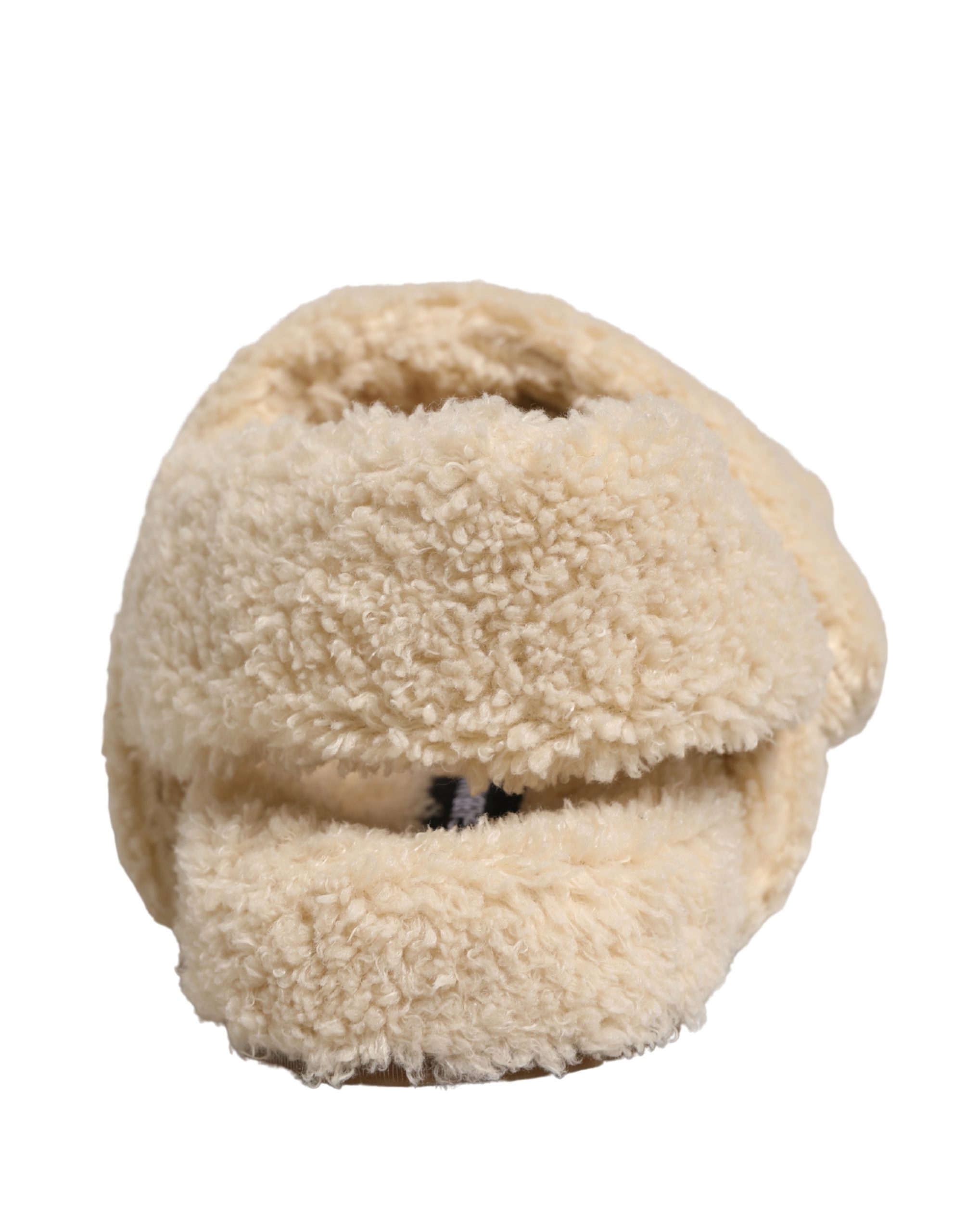 Dolce & Gabbana Beige Faux Fur Slides Men Flats Sandals Shoes - Image 3