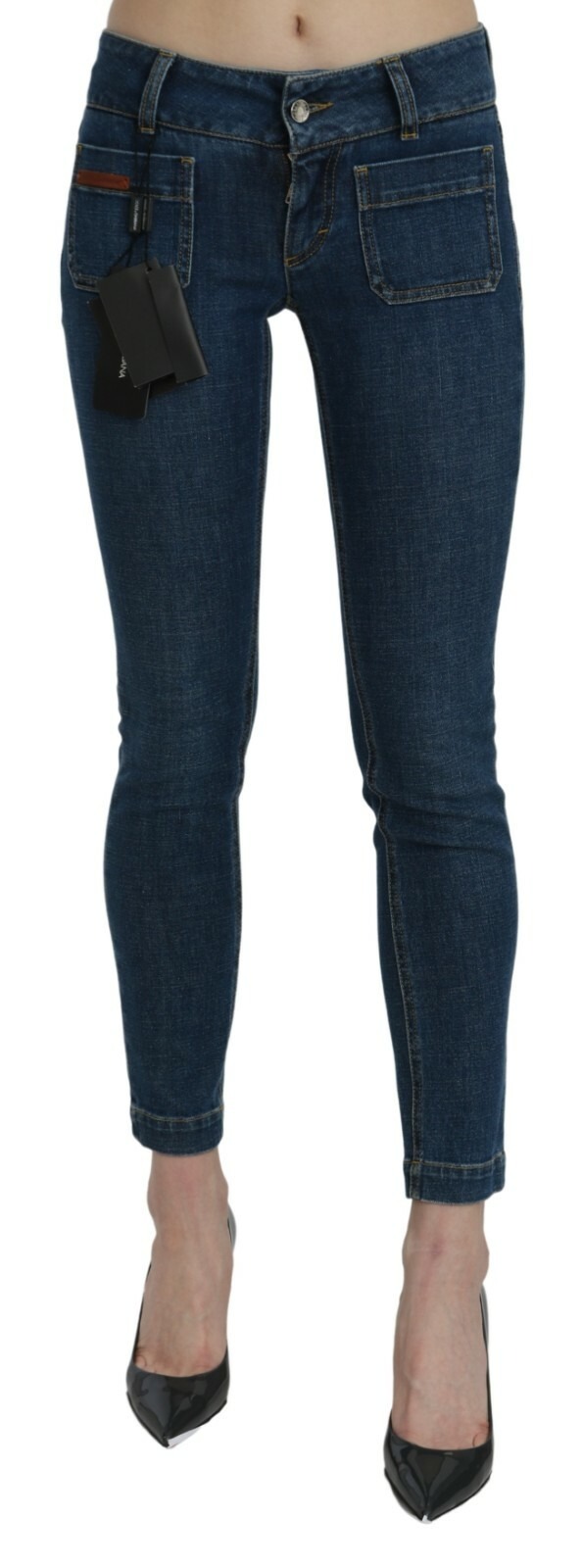 Dolce & Gabbana Blue Slim Fit Cropped Mid Waist Denim Jeans - Image 2