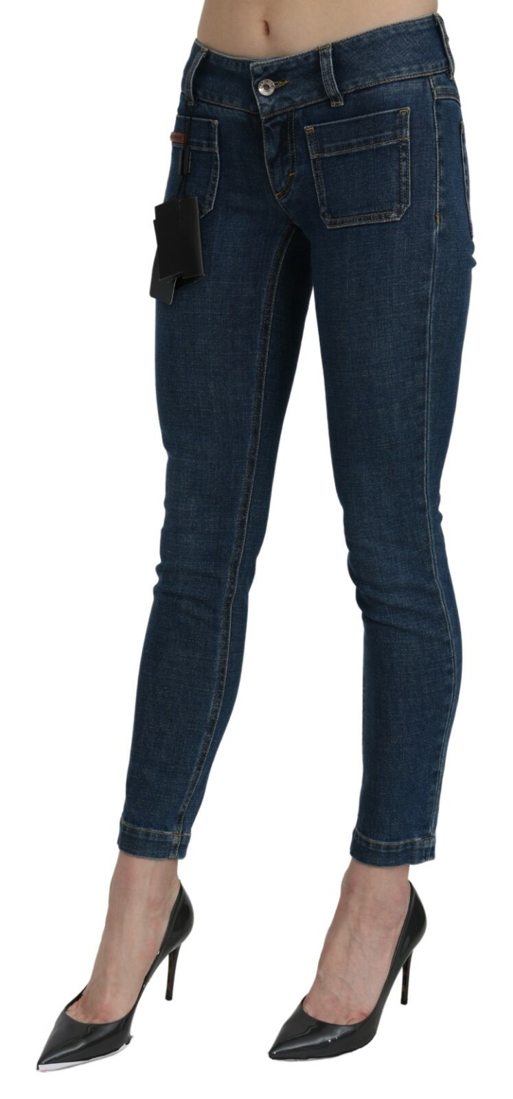 Dolce & Gabbana Blue Slim Fit Cropped Mid Waist Denim Jeans - Image 4