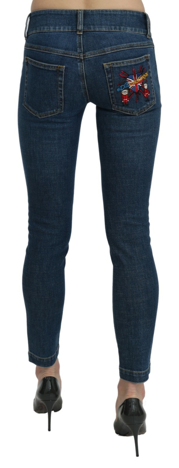 Dolce & Gabbana Blue Slim Fit Cropped Mid Waist Denim Jeans - Image 5