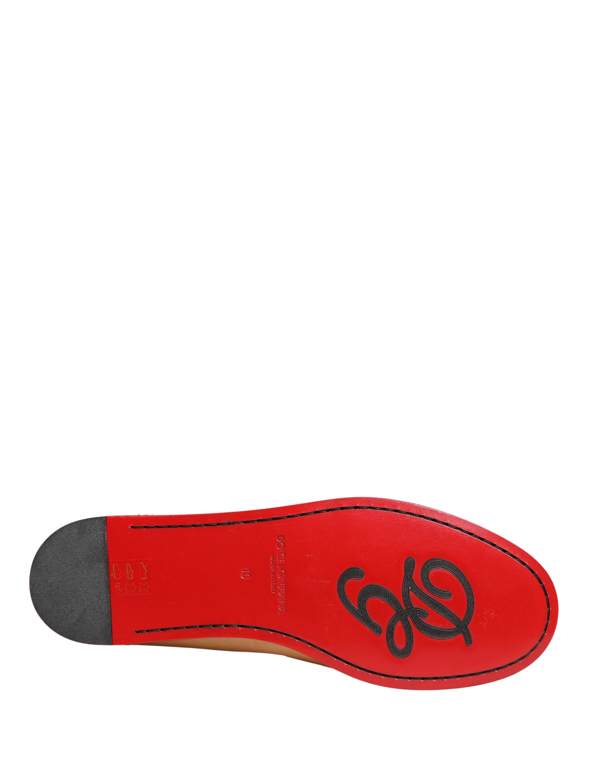 Dolce & Gabbana Beige Tassel Leather Men Slip On Loafers Shoes - Image 8