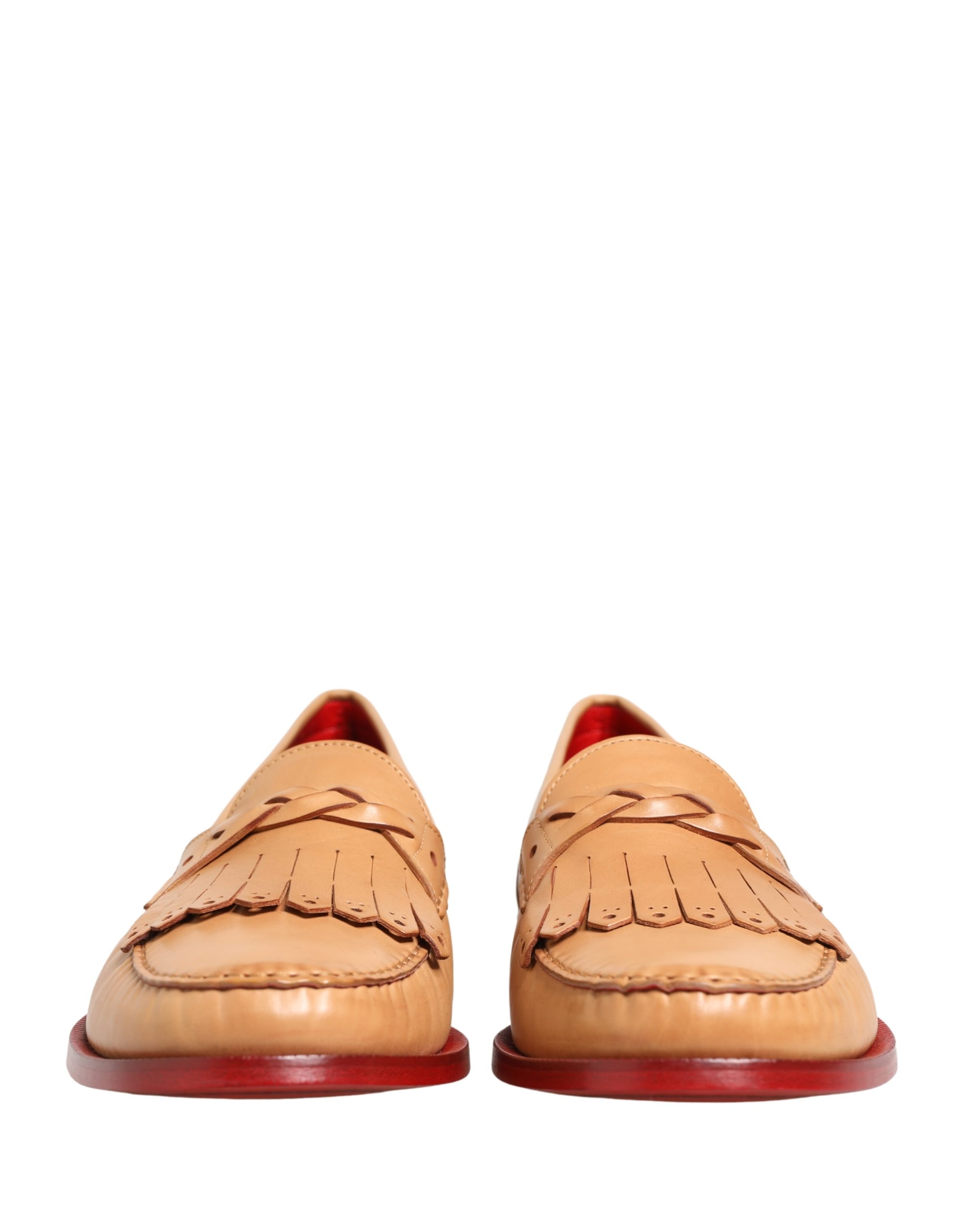 Dolce & Gabbana Beige Tassel Leather Men Slip On Loafers Shoes - Image 3