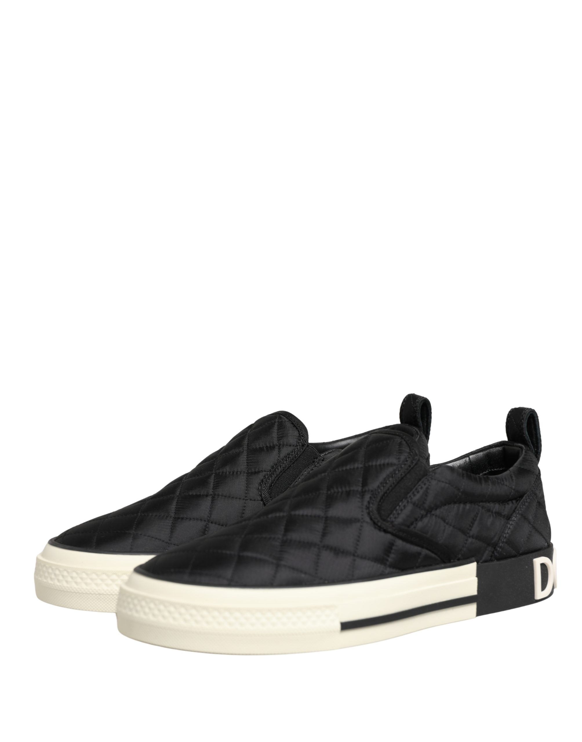 Dolce & Gabbana Black Quilted Slip On Low Top Sneakers Shoes - Image 7